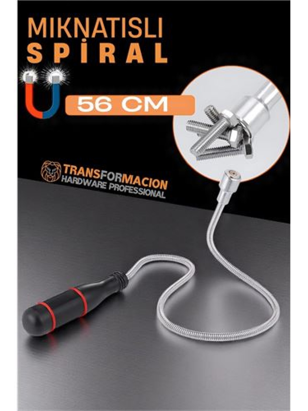 Esnek Manyetik Toplama Aracı - Mıknatıslı Spiralli Çubuk Metal Vida Civata Somun Arama Çubuğu