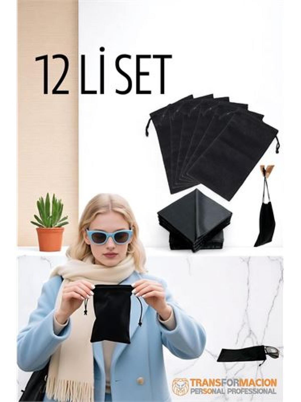 Kumaş Gözlük Kılıfı 6+6 Kılıf+Bezli SET