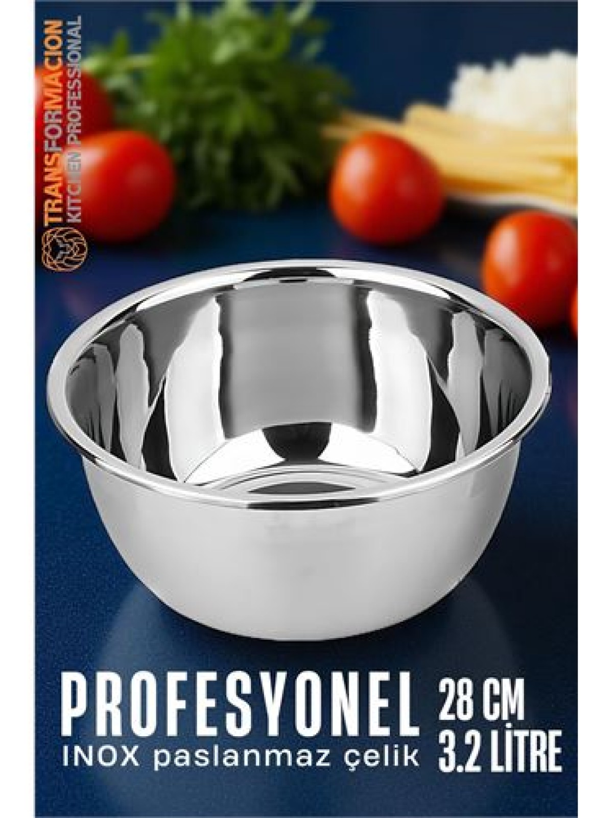 Inox Kase  - 28 Cm 3.2 Litre Karıştırma Kabı Profesyonel 304 Paslanmaz Çelik
