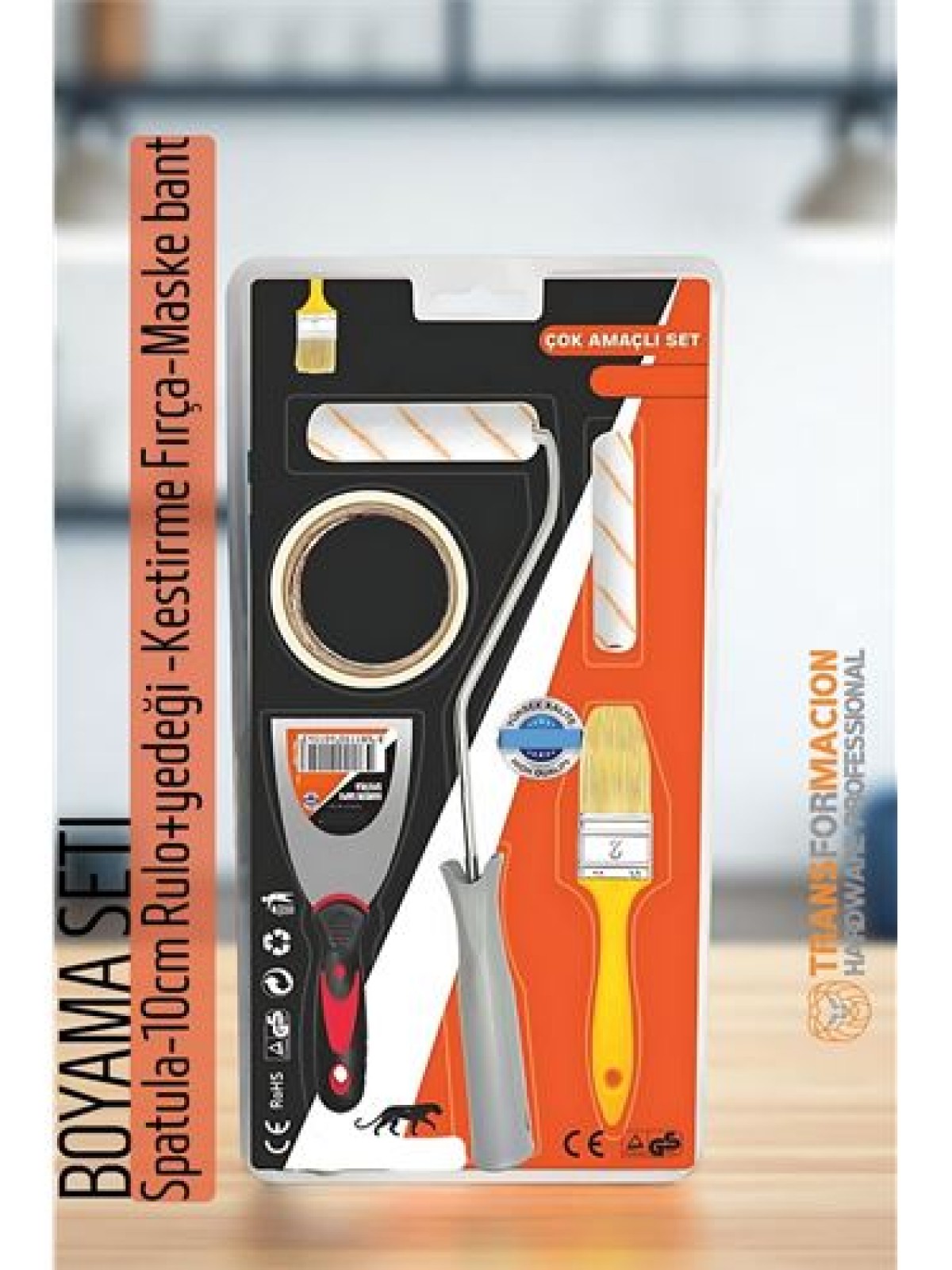 Boyama Seti - Spatula-10cm Rulo +yedeği -Kestirme Fırça-Maskeleme bant