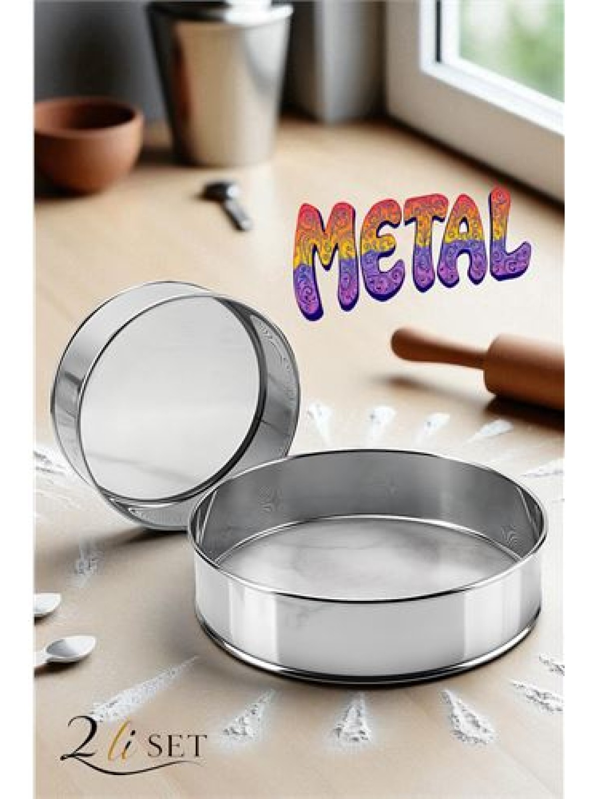 Metal Un Eleği 15 ve 24 cm 2 li SET
