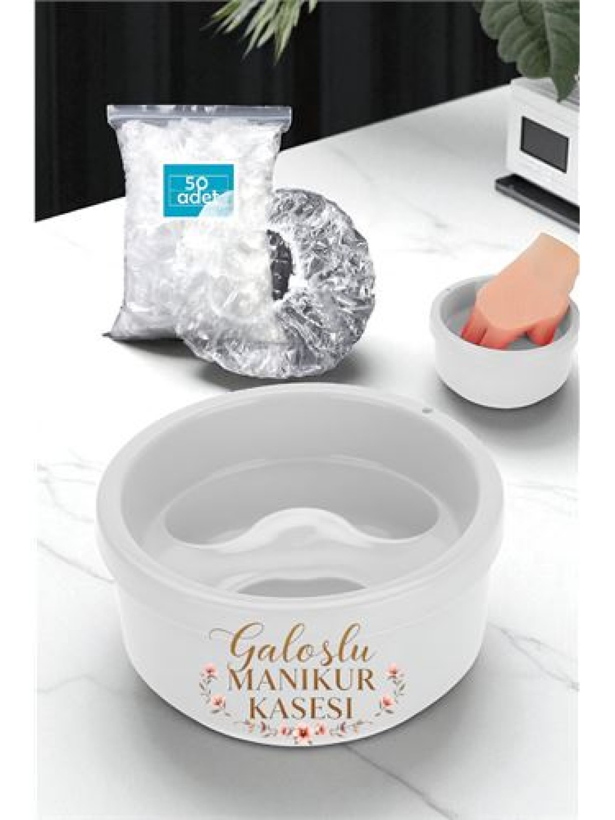 Manikür Kabı - 50 Adet Galoşlu Manikür Kasesi - Parmak Yumuşatma Manikür Kasesi