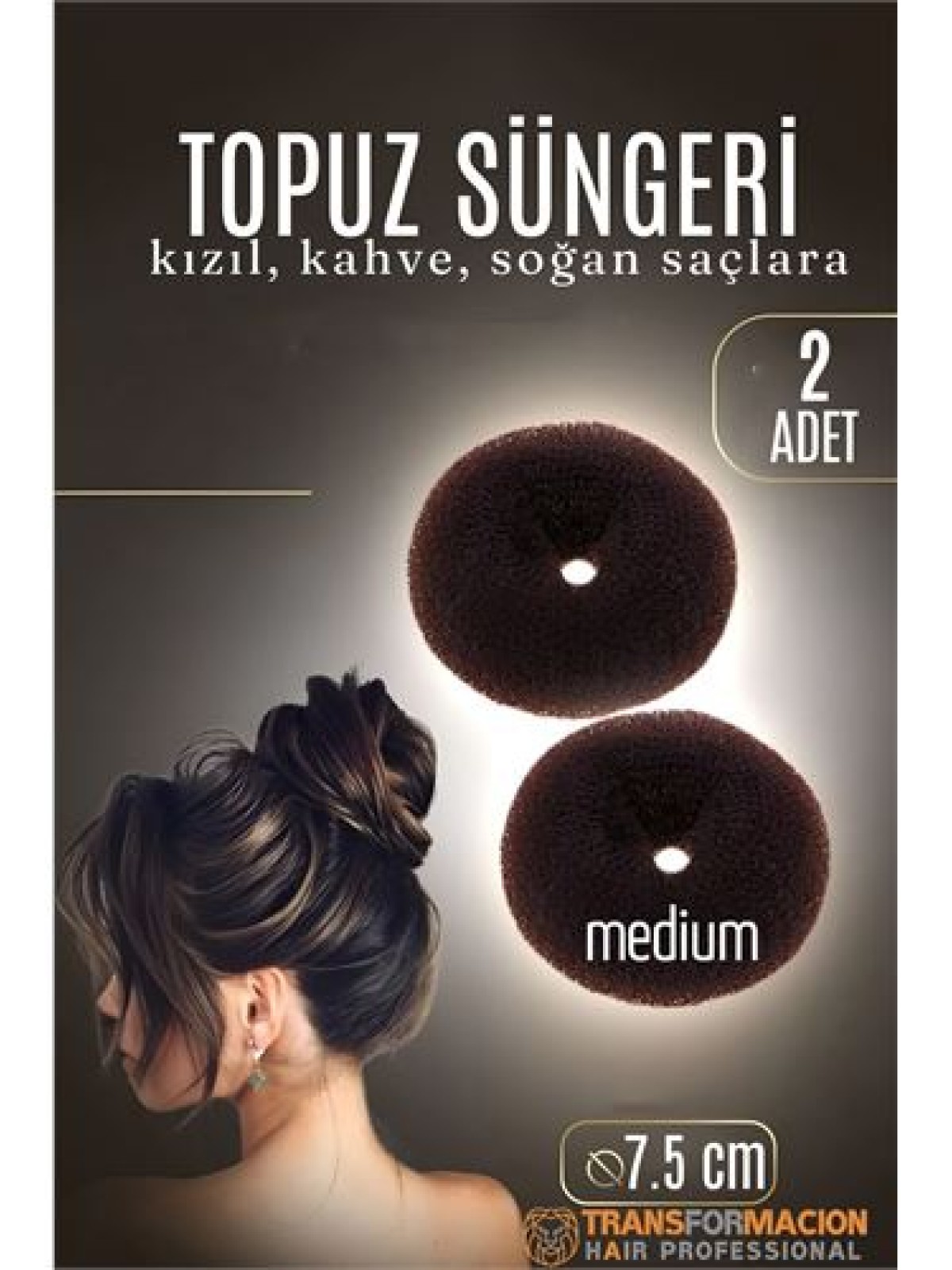 KAHVE Mini Saç Topuz Süngeri  2 ADET 7.5 CM Çap 3 cm Kalınlık