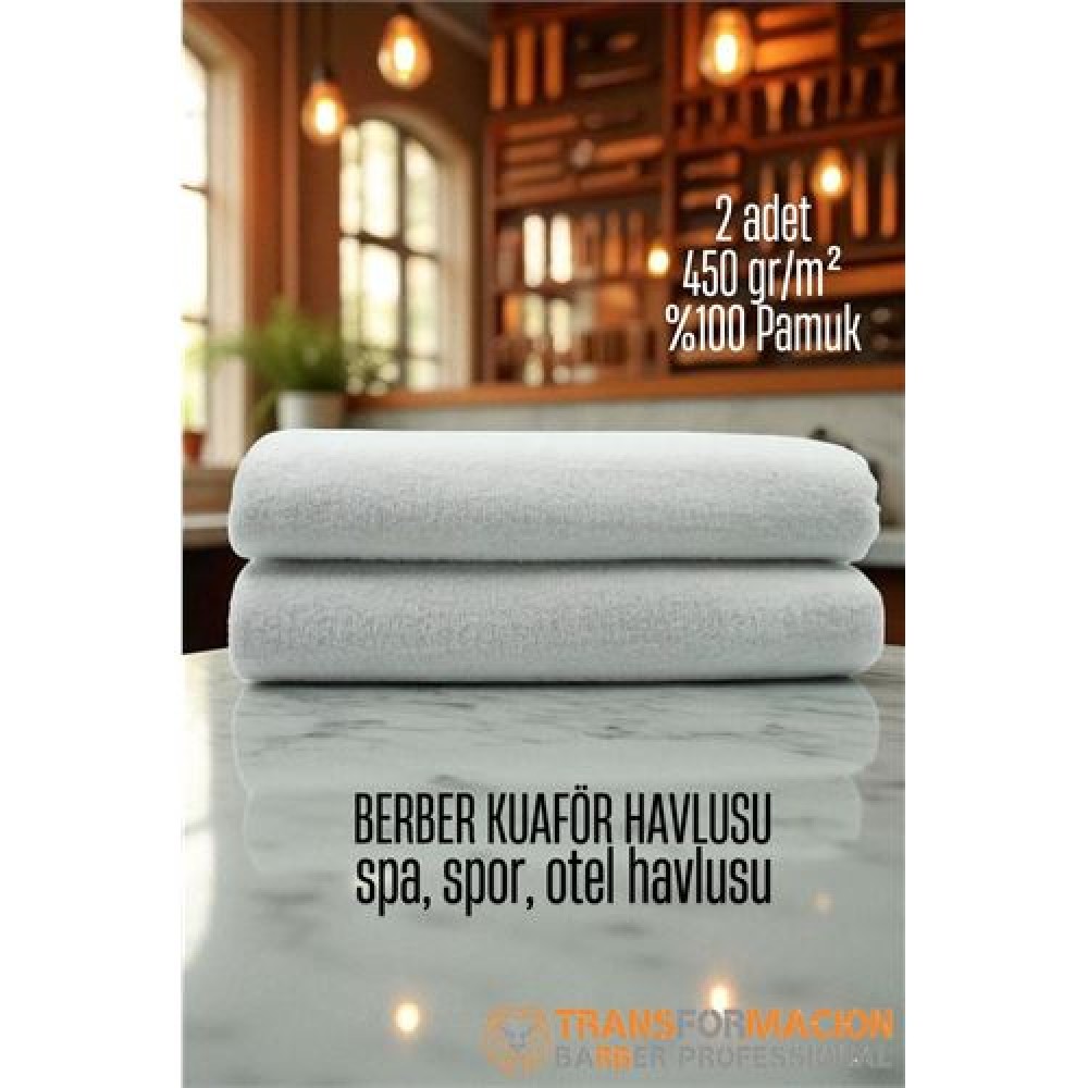 Kuaför Berber Havlusu 2 ADET Pamuk Berber Havlusu 50x90 Beyaz