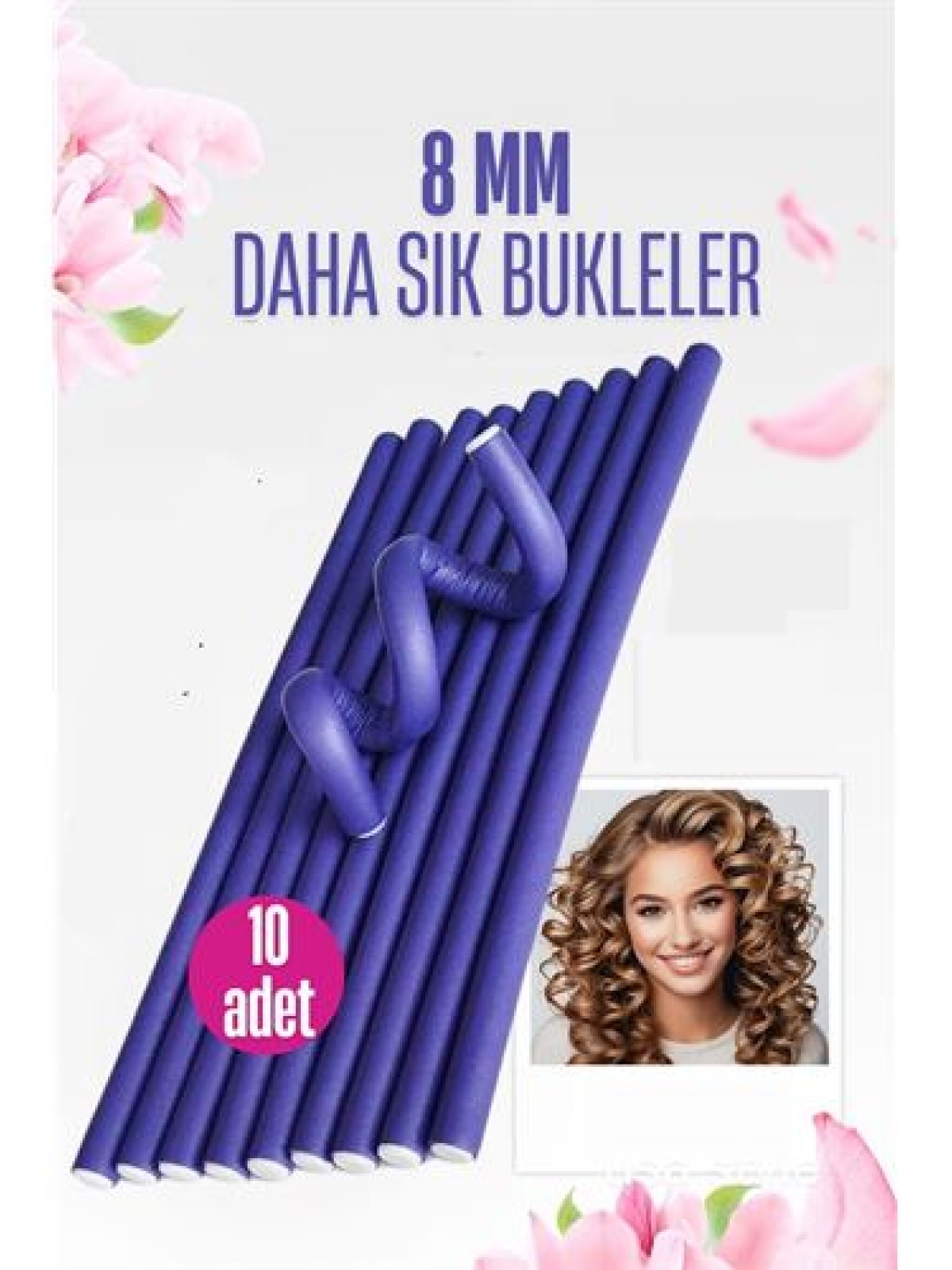 Sosis Latex Bigudi - Isısız Saç Bigudisi - 10 Adet 8 mm