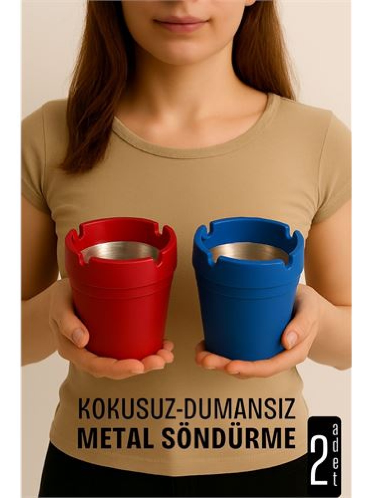 Kokusuz Dumansız Küllük - 2 li Küllük Seti Kafe Küllüğü Restoran Küllüğü Masaüstü Küllük