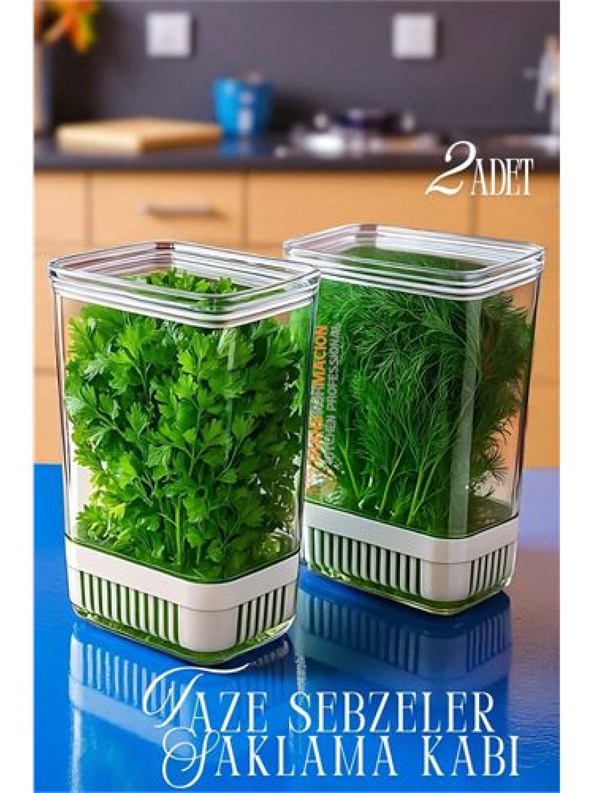 Yeşillik Saklama Kabı - Taze Yeşillik İçin - Soğan Maydanoz vb Yeşillik Saklama 2 Lİ set