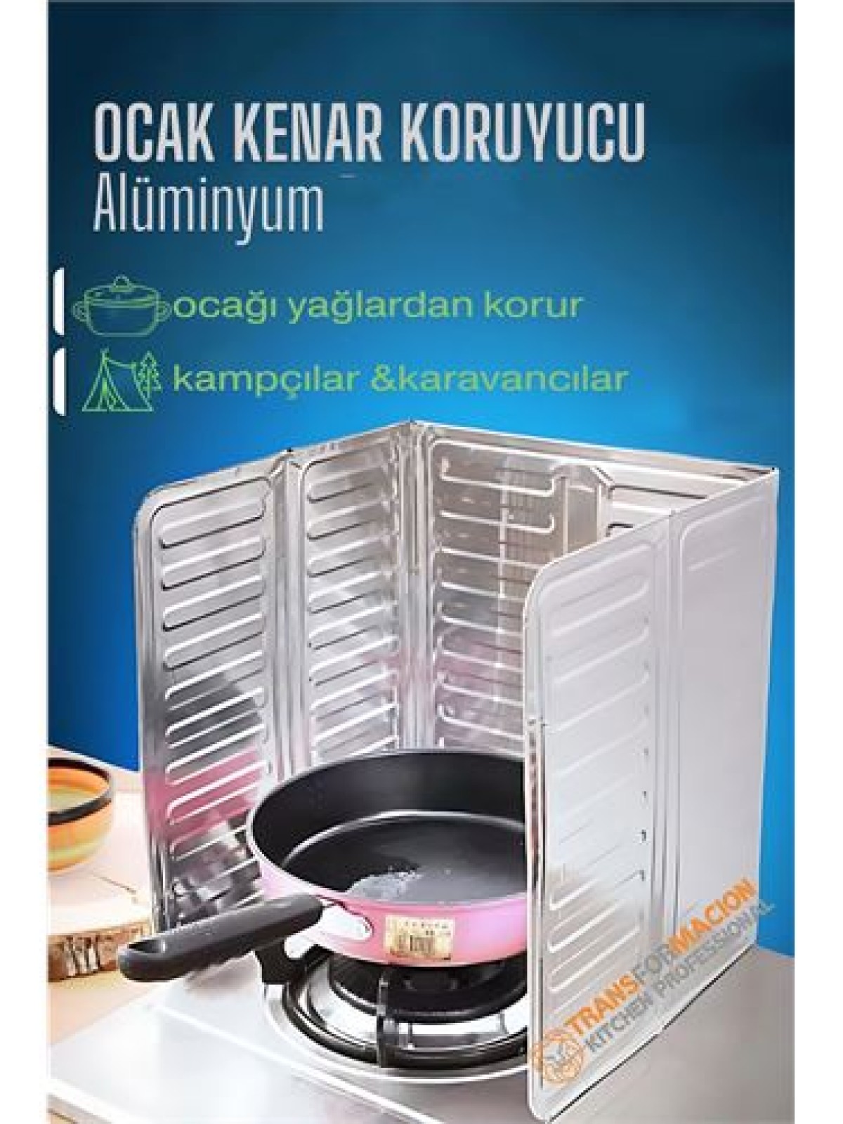 Ocak Kenar Koruyucu Alüminyum Levha - Ev Kamp Karavan Ocak Koruyucu