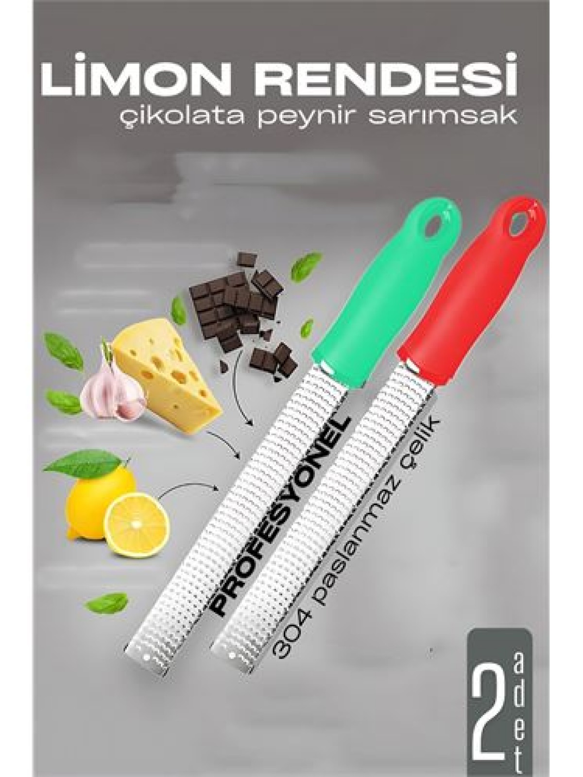 Limon Rendesi - Uzun Peynir Çikolata Sarımsak Rendesi 2 li set
