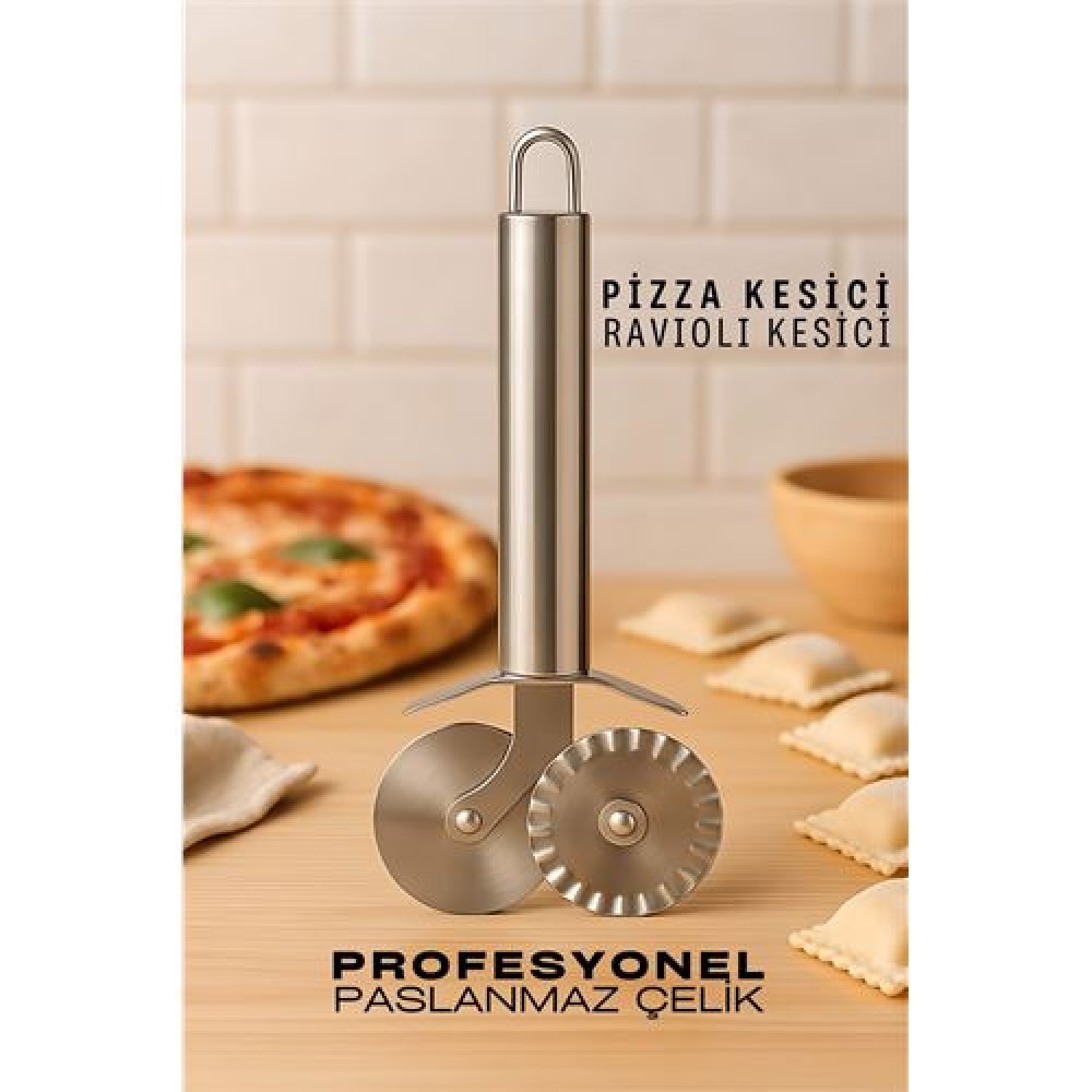 Pizza Kesici Profesyonel Çelik Hamur Ravioli Kesici