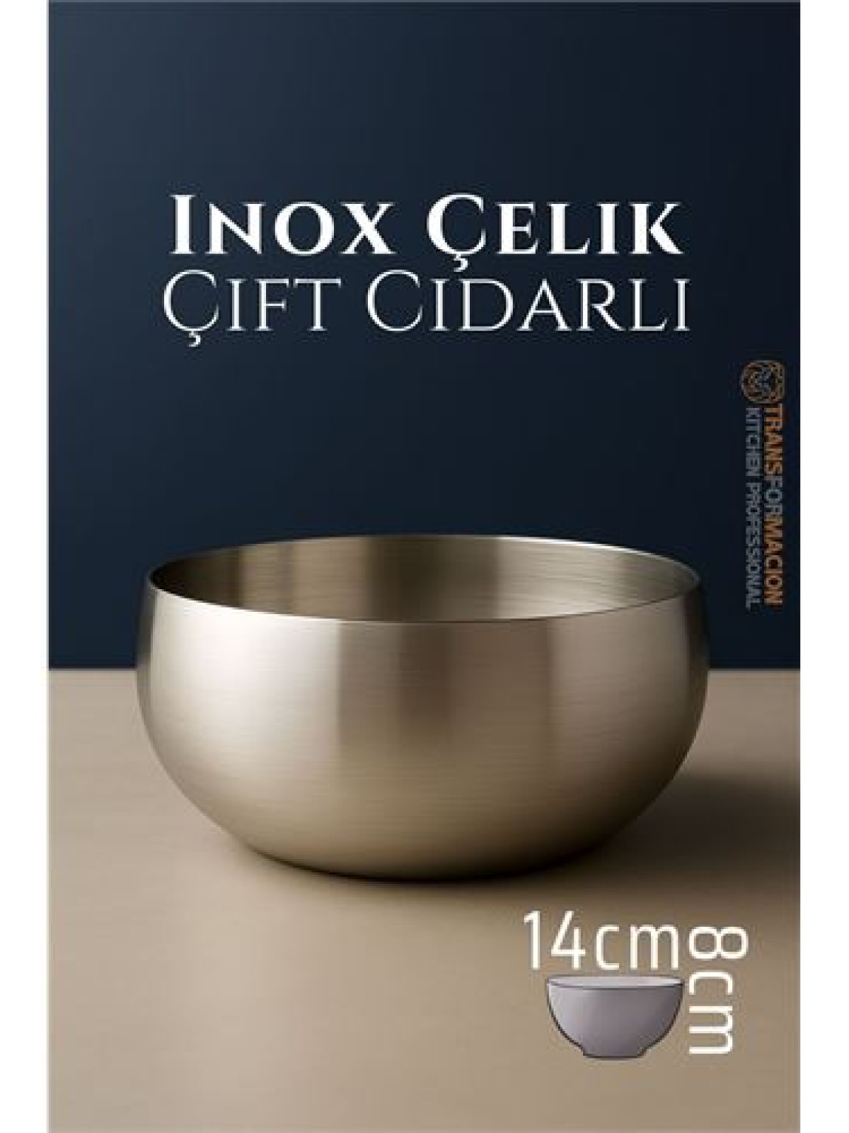 Çift Cidarlı Kase - Inox Çelik Kase  14 cm