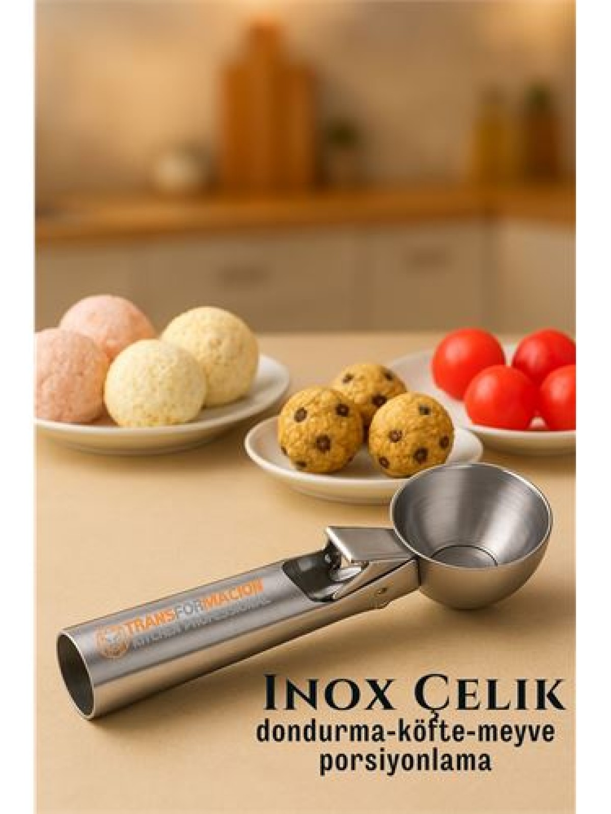 Inox 5 cm Dondurma Kaşığı - Karpuz Kurabiye Köfte Helva Porsiyonlama