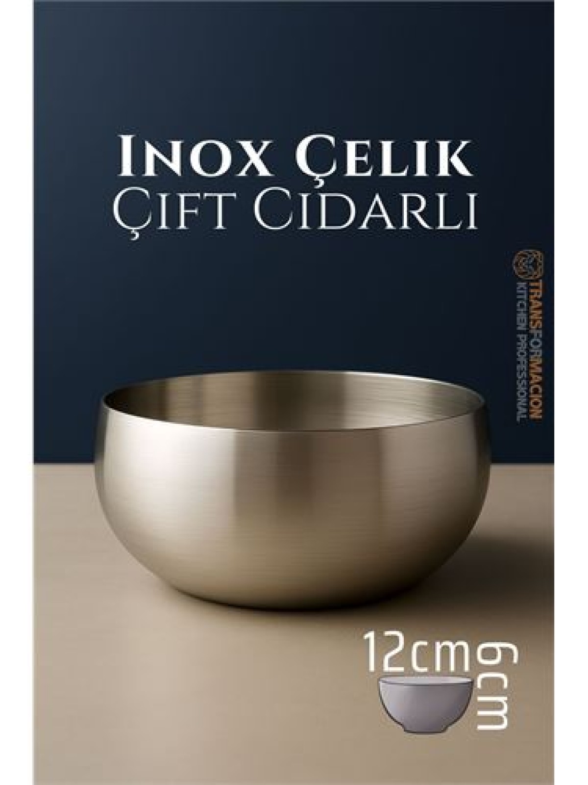 Çift Cidarlı Kase - Inox Çelik Kase  12 cm