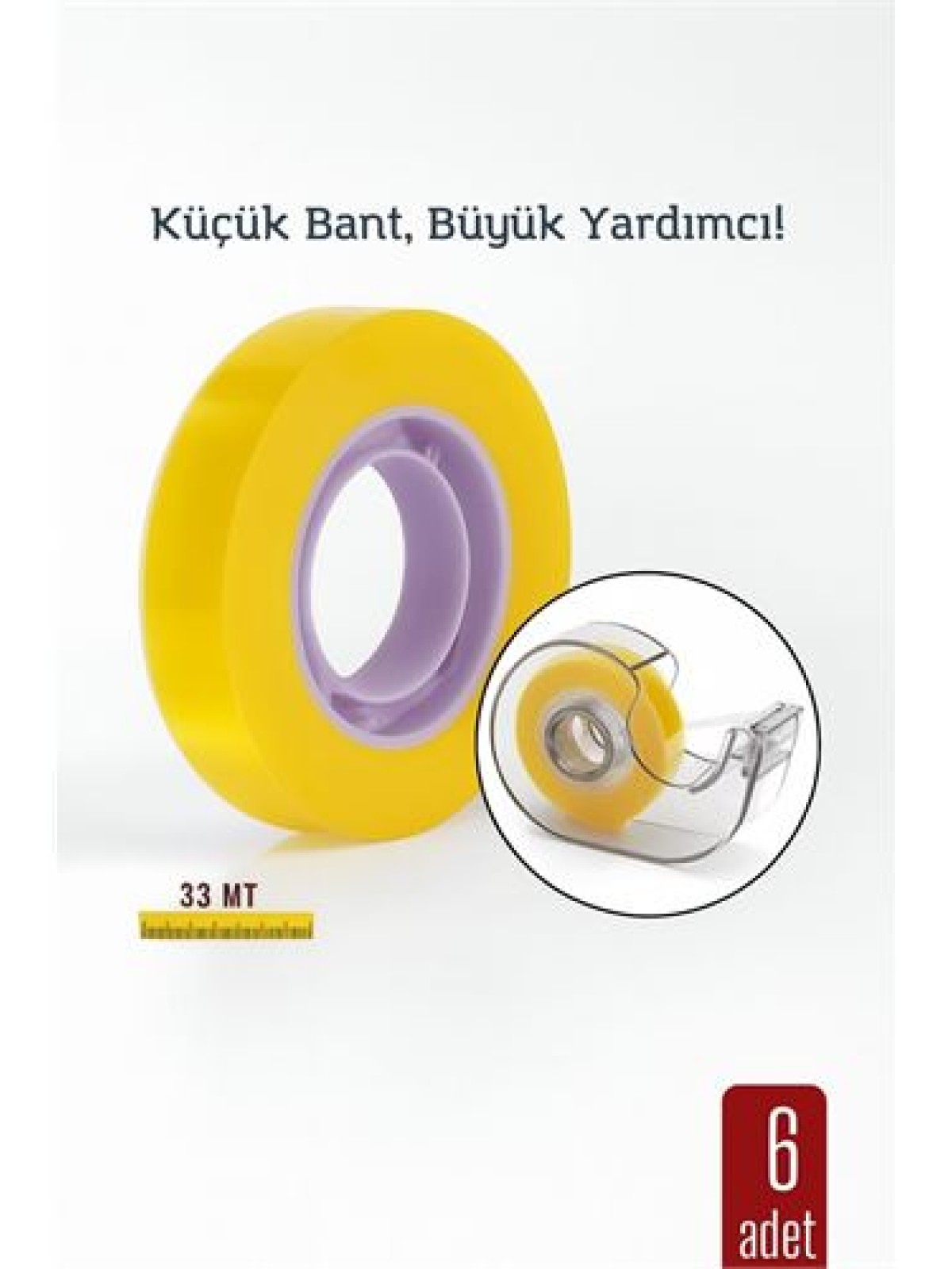 6 lı paket Para Bandı Küçük Makinelere 12MM 33 mt Küçük Makine Bandı – Şeffaf Bant | Masa Üstü Dispenser Uyumlu