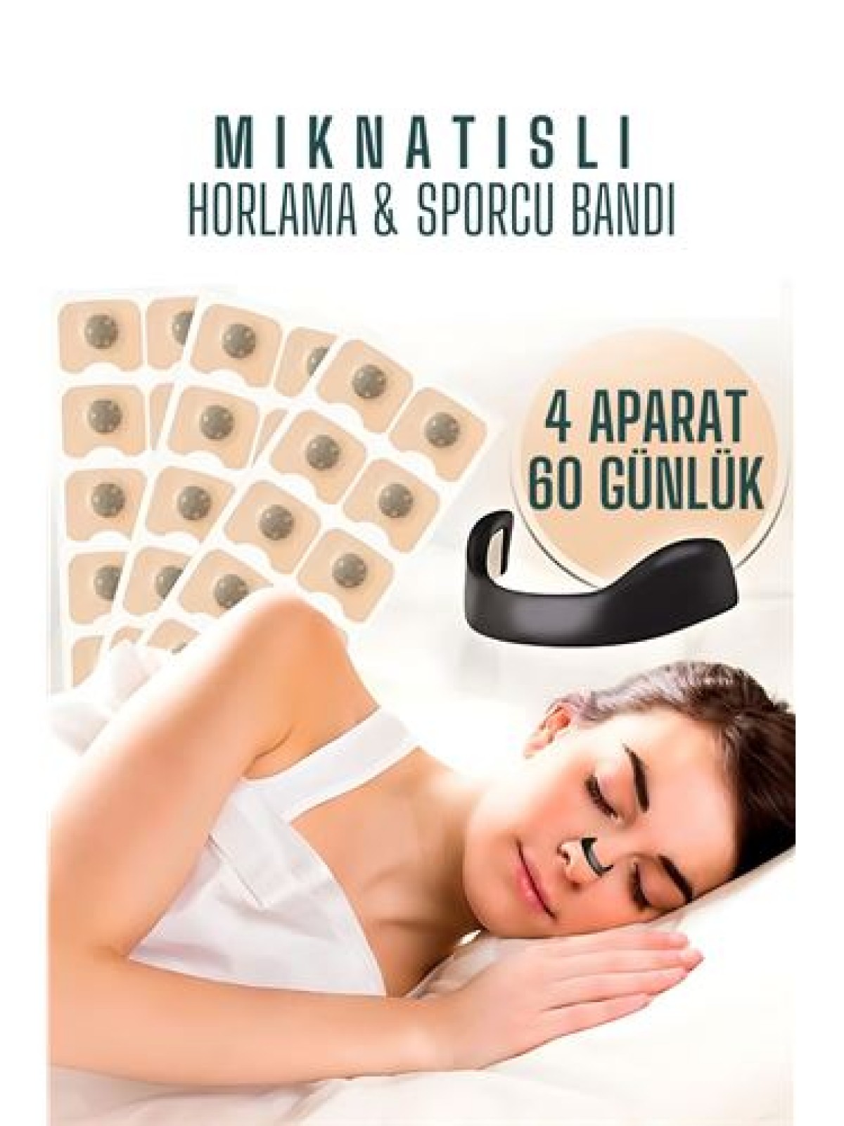 Manyetik Burun Bandı - 2 AYLIK Sporcu Burun Bandı - Horlama Önleyici Azaltıcı - 4 Farklı Boyut