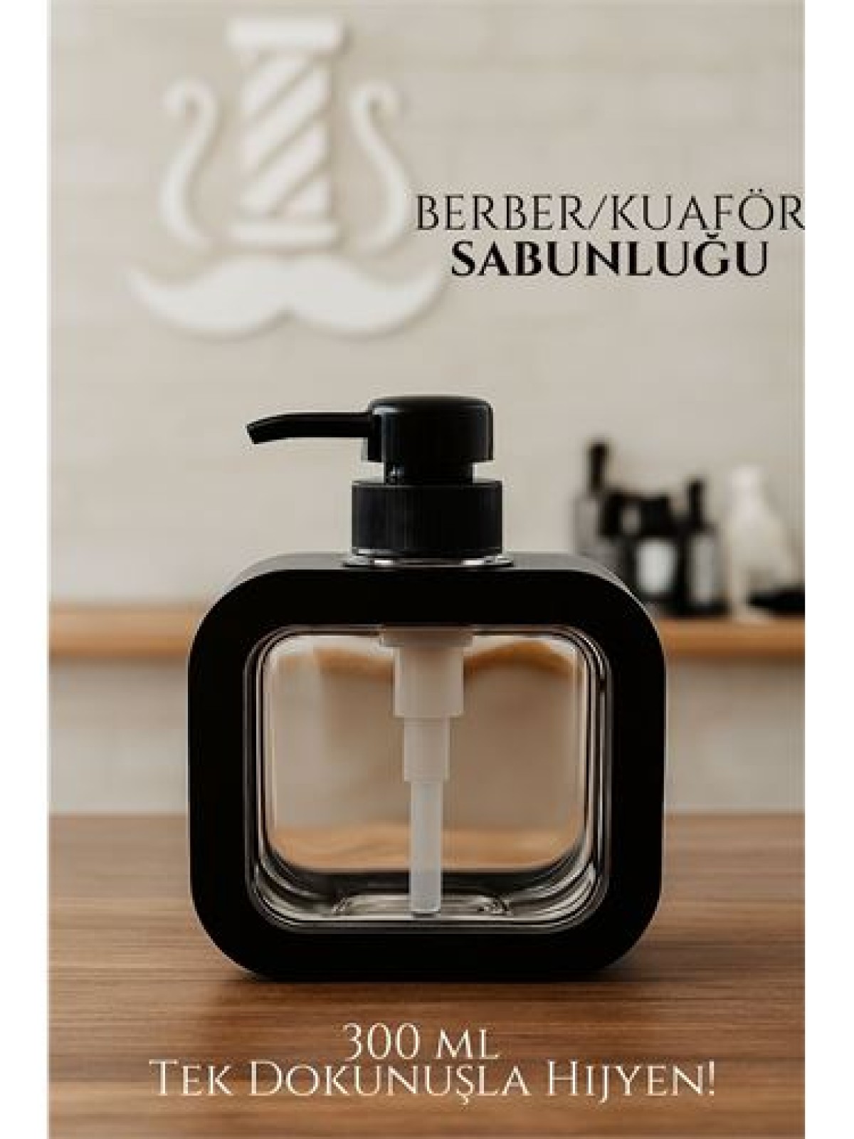 Berber Sabunluğu – Modern Pompalı Dispenser | Sıvı Sabun, Şampuan, Losyon İçin 300 ml