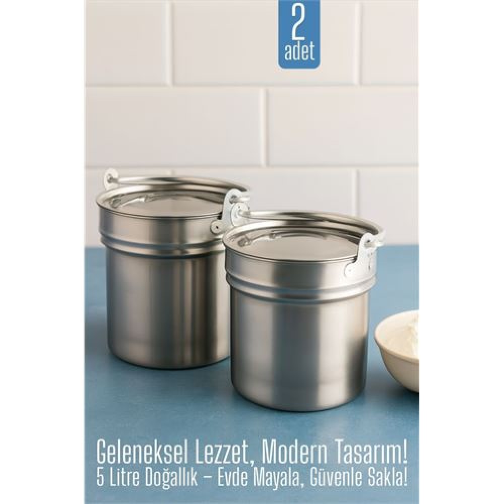 2 li Yoğurt Bakracı – Paslanmaz Çelik 5 Litre |  Kapaklı, Hijyenik ve Dayanıklı