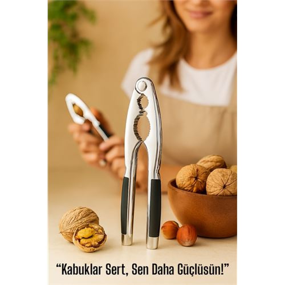 Metal Ceviz Kıracağı – Kauçuk Tutma Yerli | Fındık, Ceviz, Badem İçin Ergonomik Kırıcı