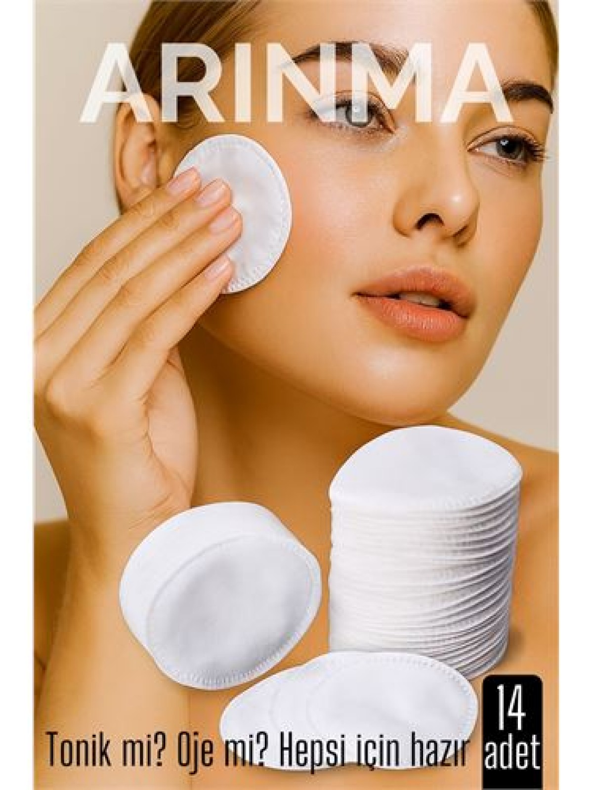 14'lü  Kozmetik Disk Pamuk Premium Makyaj Temizleme Pamuğu  Tonik ve Oje İçin Çift Taraflı Diskler