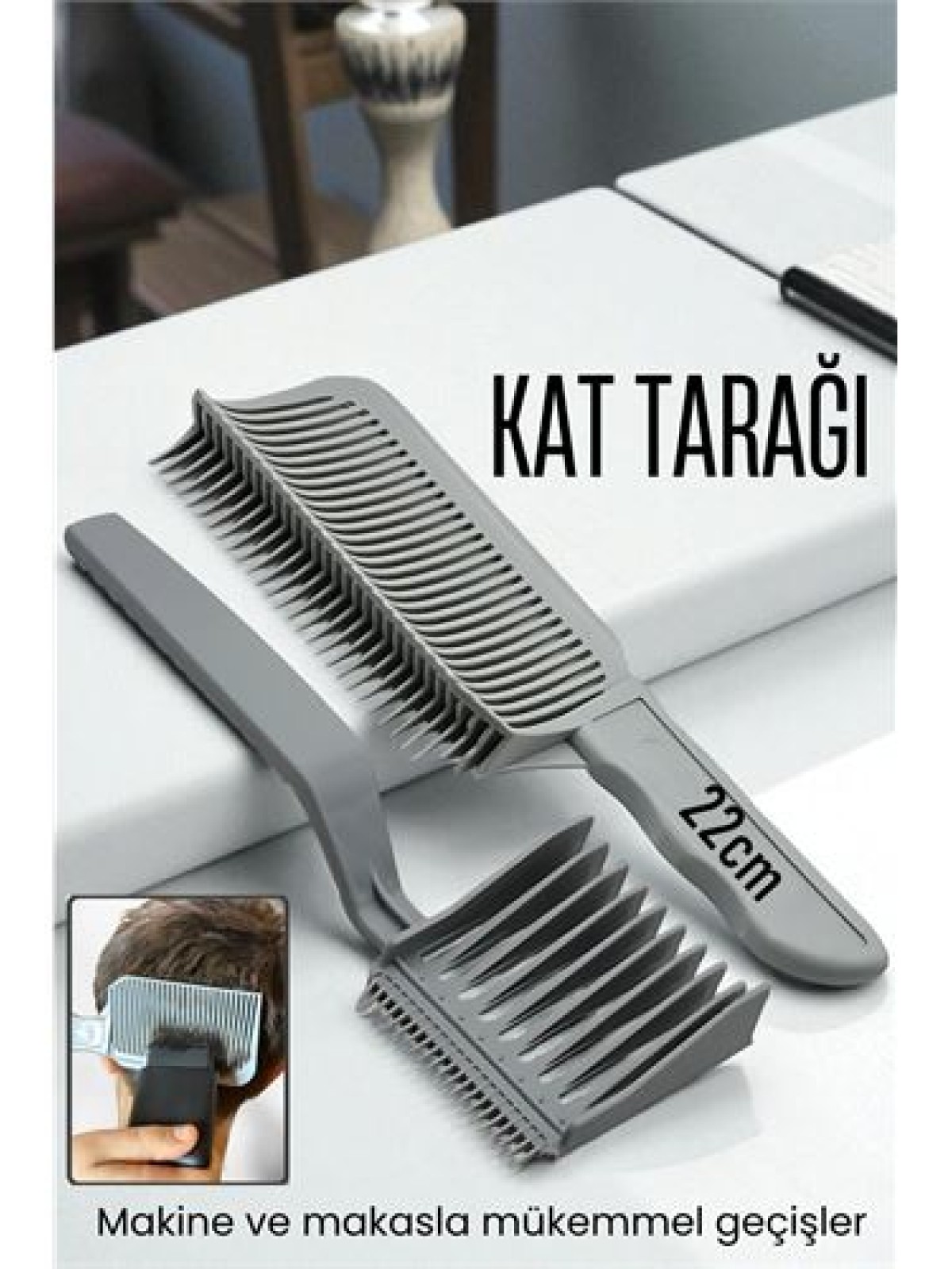 Uzun Kat Tarağı Kavisli Kontur Geçiş Kat Kesim Kesim Tarağı 2 li SET Kuaför Berber