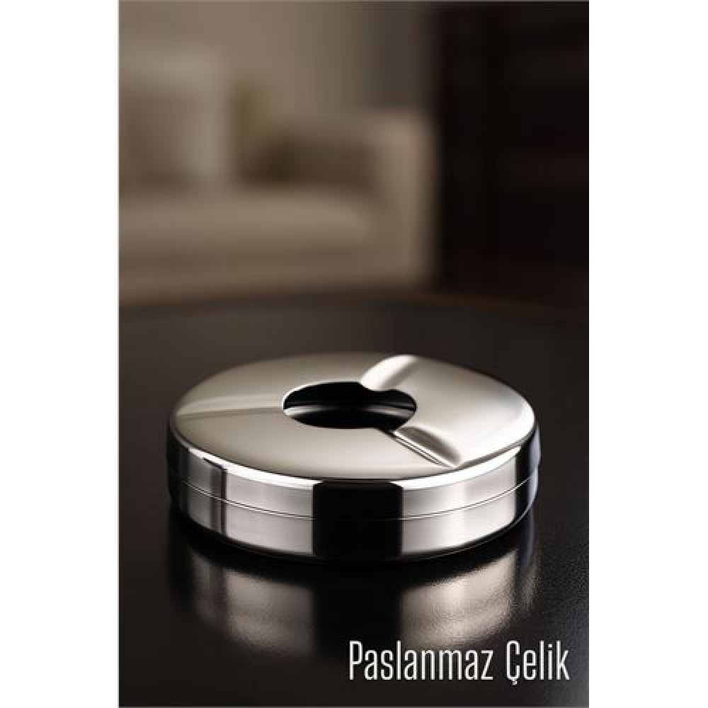 Kapaklı Paslanmaz Küllük - Kapaklı Metal Kül Tablası - Masaüstü Küllük Kapaklı Paslanmaz Küllük - Kapaklı Metal Kül Tablası - Masaüstü Küllük