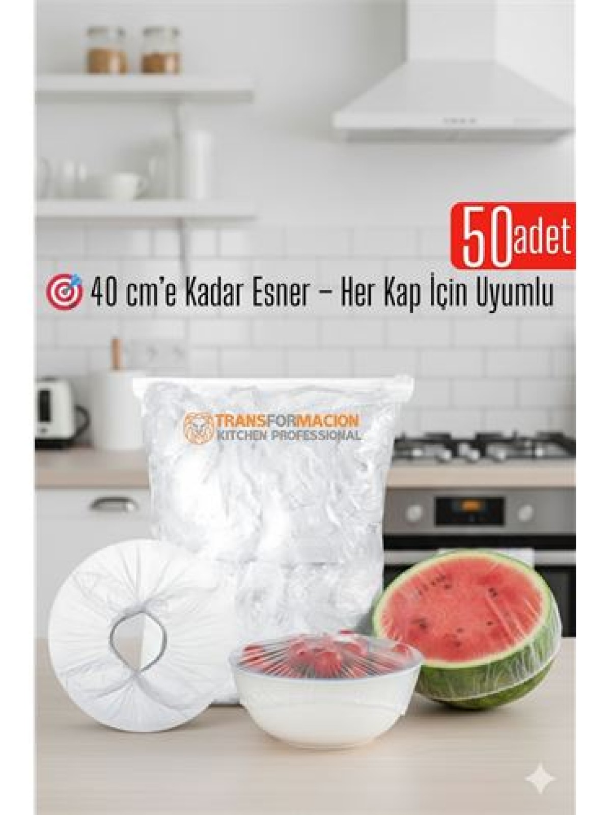50'li Tabak Bonesi - 40 cm Esnek Streç Kapak Seti, Gıda Bonesi Koruma İçin