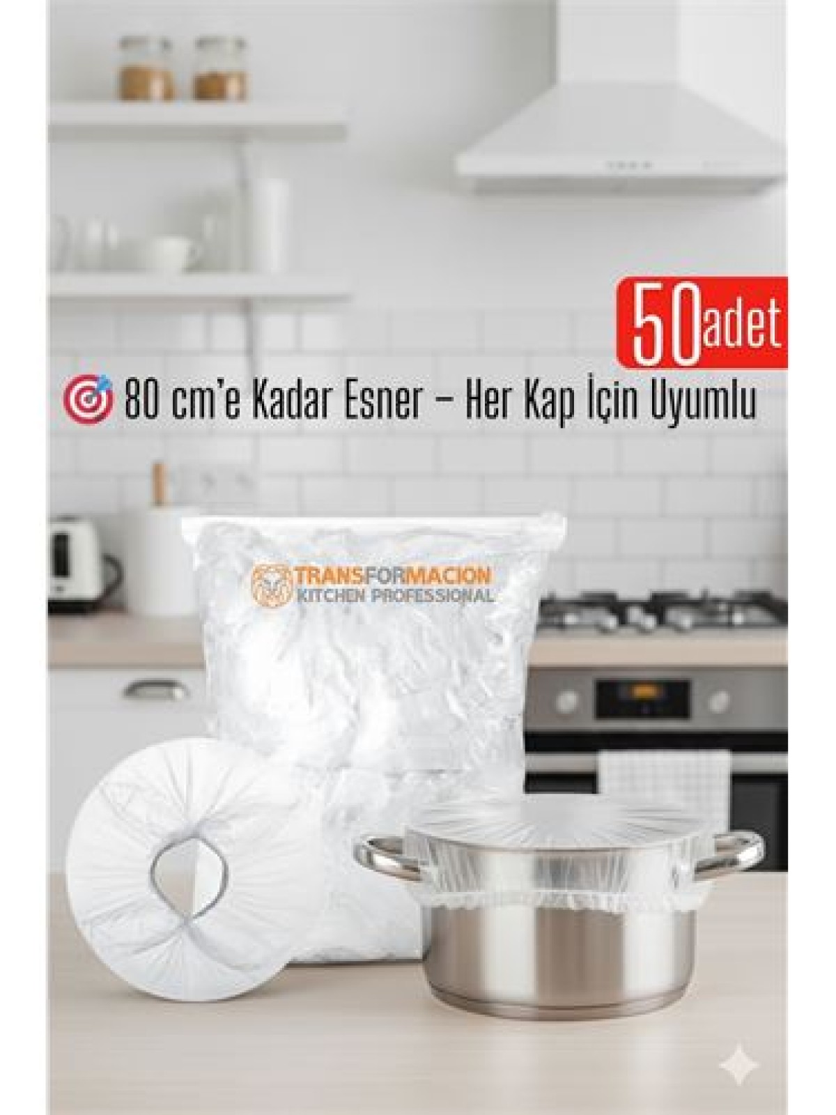 50'li Tencere Bonesi - 80 cm Esnek Streç Kapak Seti, Gıda Koruma İçin