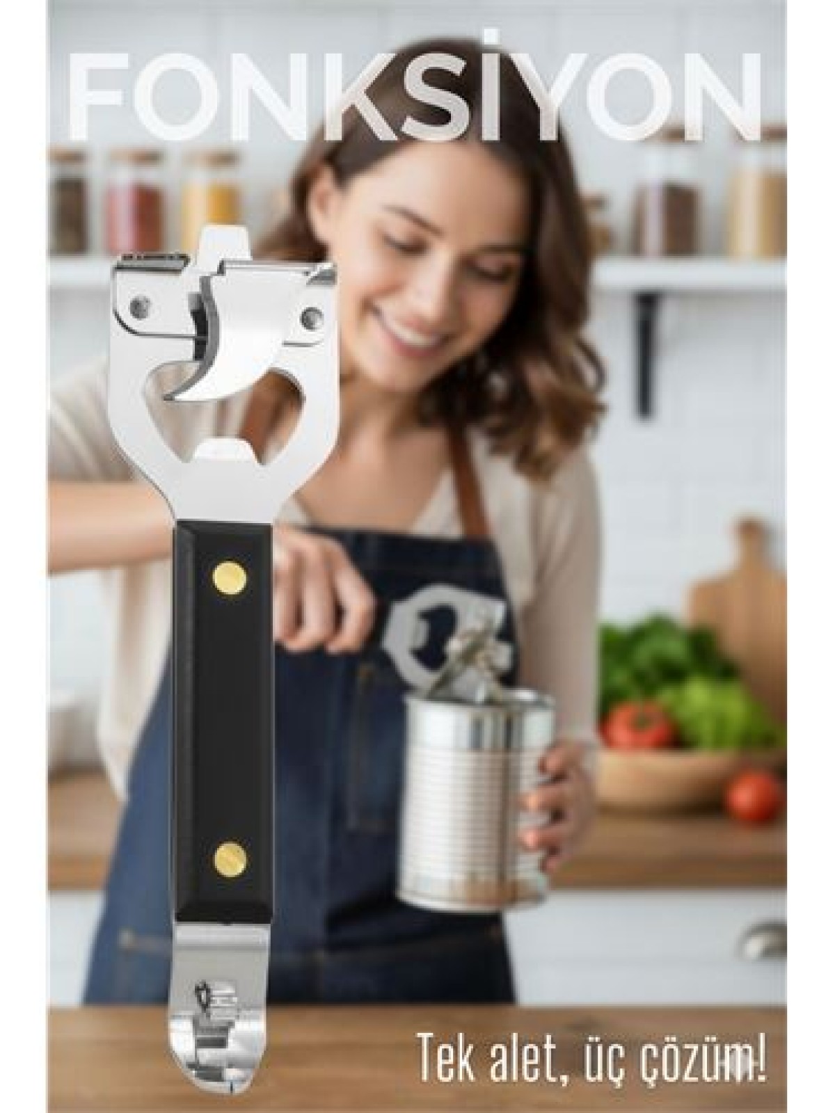 3’ü 1 Arada Konserve Açacağı – Şişe Açacağı ve Kapak Kaldıracı Paslanmaz Çelik