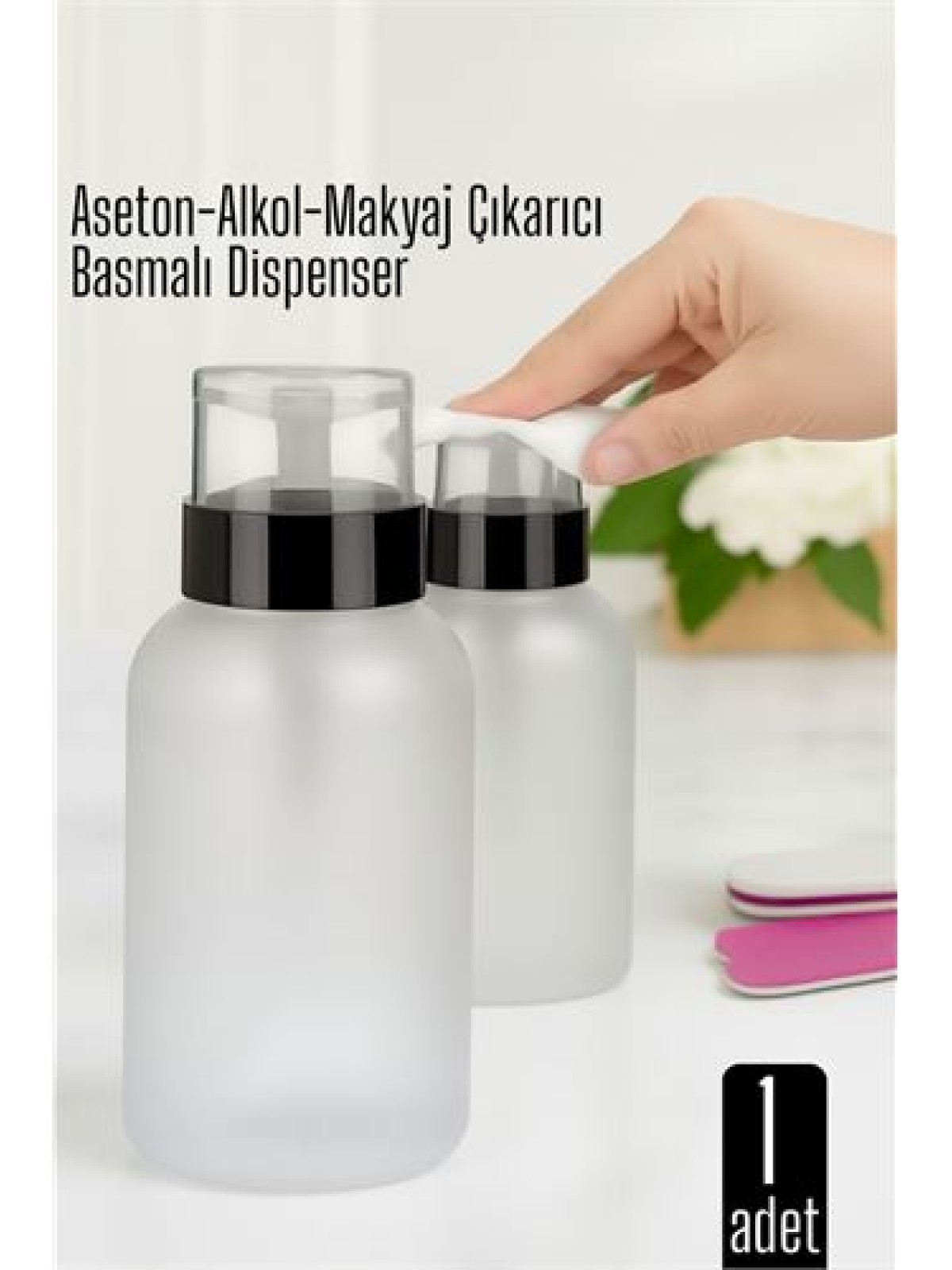 Aseton İçin Basmalı Dispenser  - Aseton, Alkol ve Makyaj Temizleyici İçin Pratik Pompalı Set