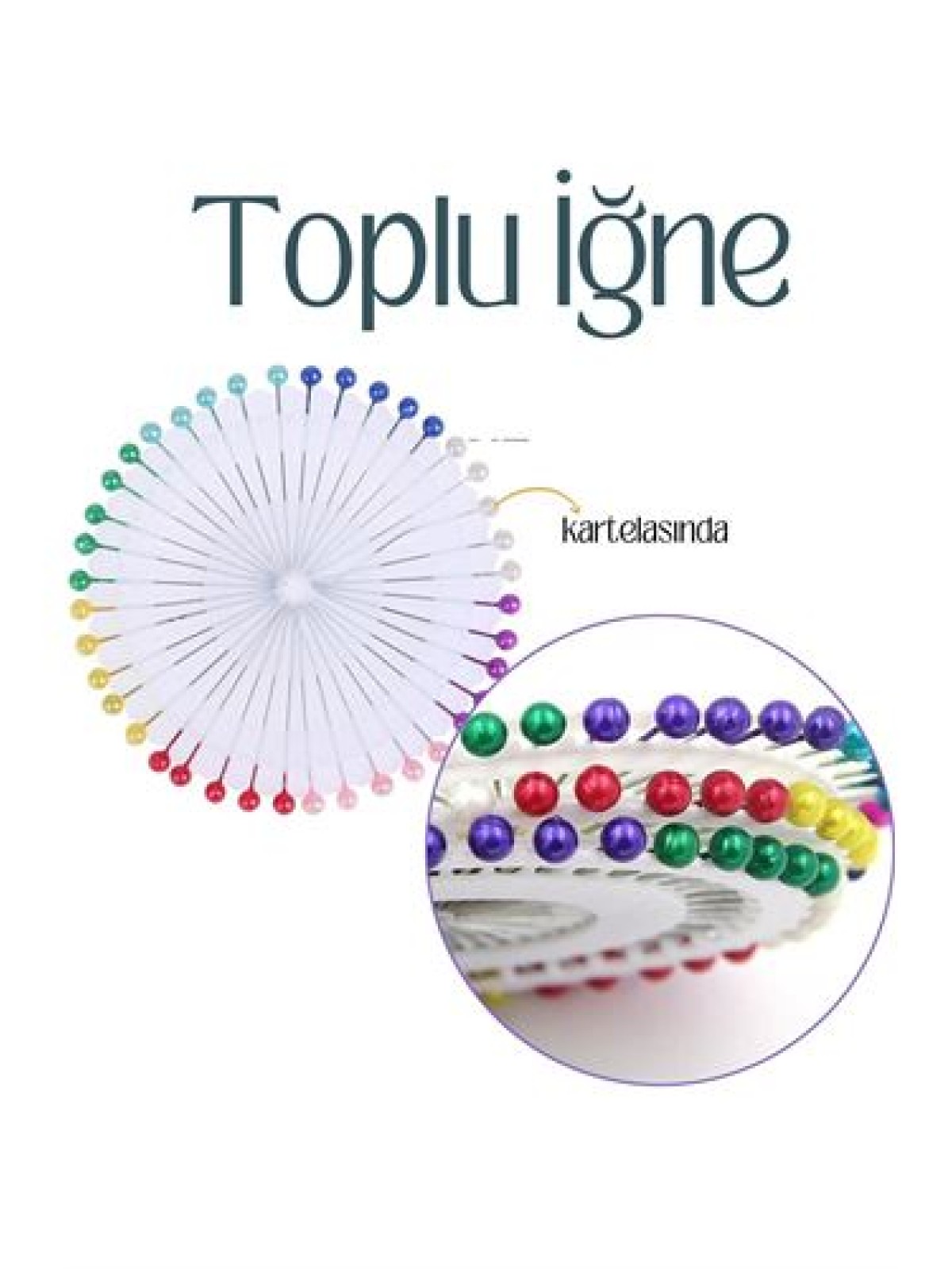 Renkli Başlı Toplu İğne 40 Adet