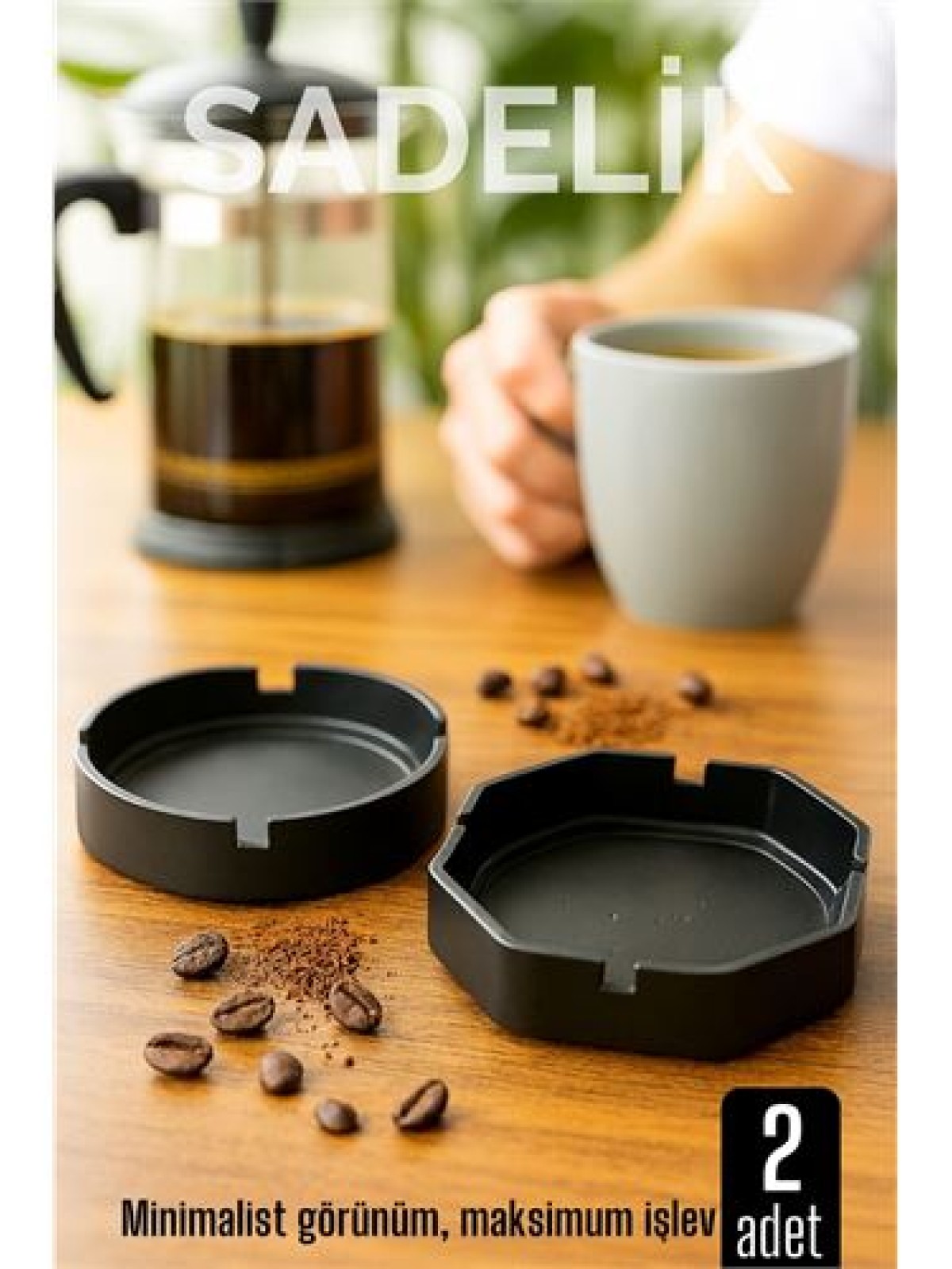 2 li Karbon Plastik Küllük Seti  - Masaüstü Küllük  Kaymaz, Hafif ve Şık Tasarım