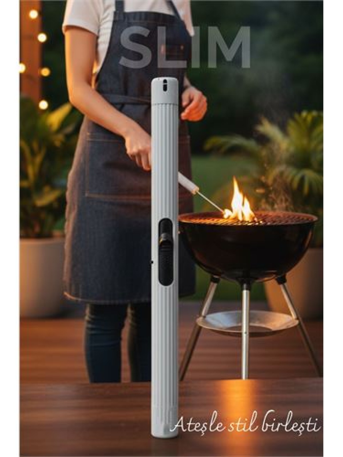 Slim Çakmak  - Barbekü, Pipo ve Mutfak Kullanımı İçin 21 cm Uzunlukta Gazlı Mangal Çakmağı