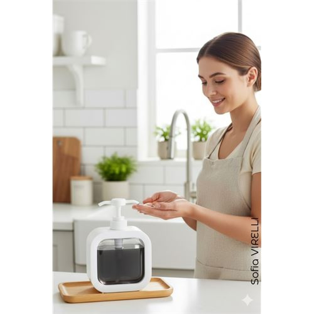 Pompalı Dispenser Sabunluk – Şeffaf Gövde, Modern Tasarım | Sıvı Sabun, Şampuan, Losyon İçin