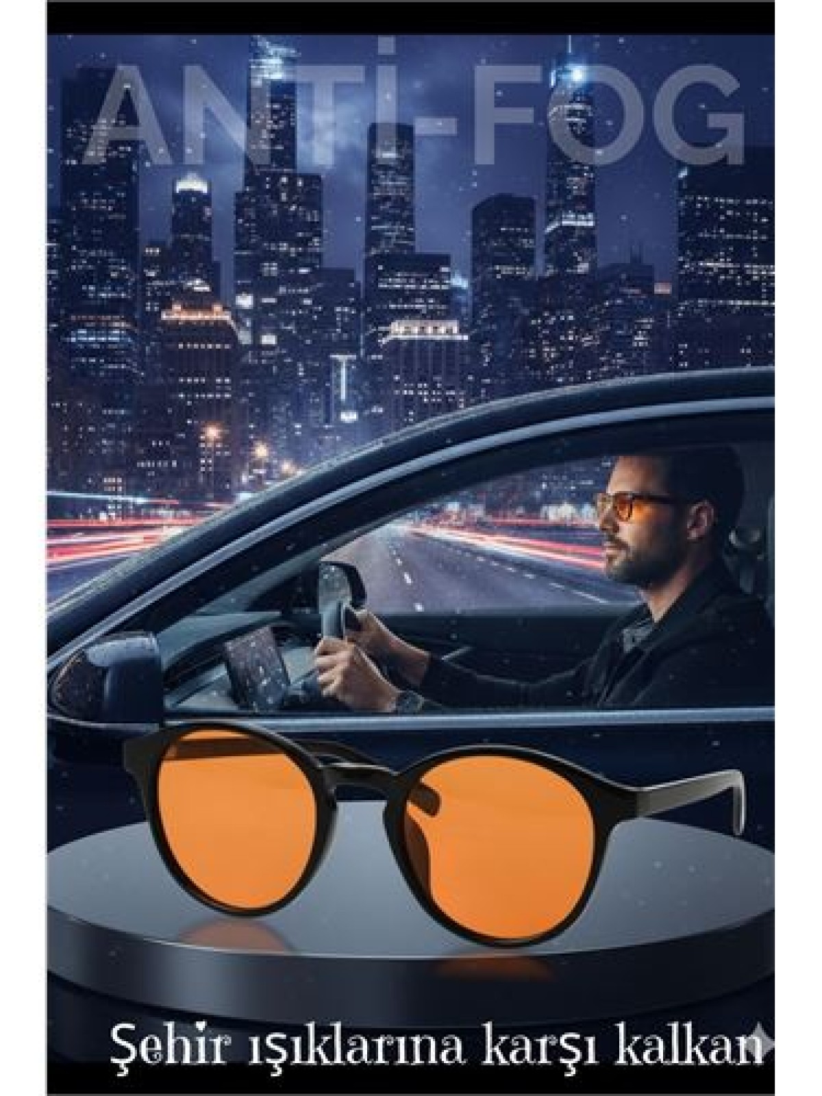 Parlama Önleyici Gece Sürüş Görüş Gözlüğü Sis Far Işık Önleyici Anti-Fog Gözlük