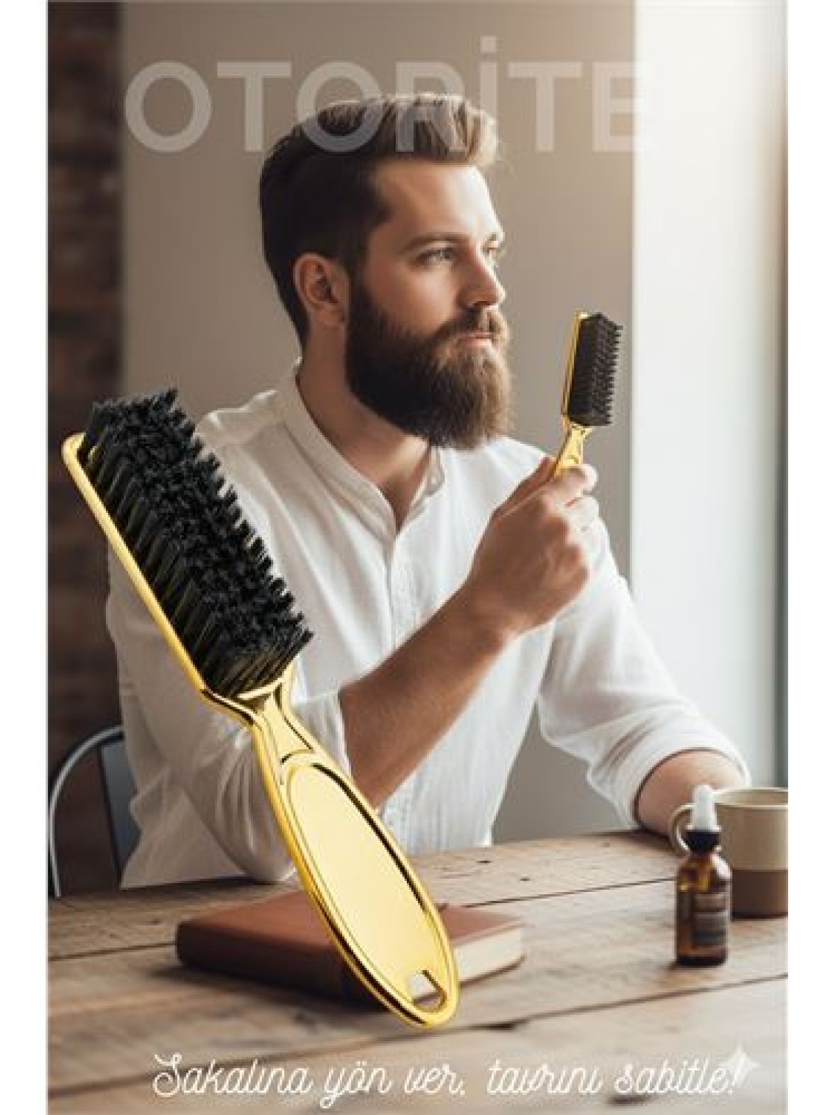 GOLD Sakal Bıyık Tarama Fırçası - Sakal FırçaSI – Şekillendirici, Anti-Statik