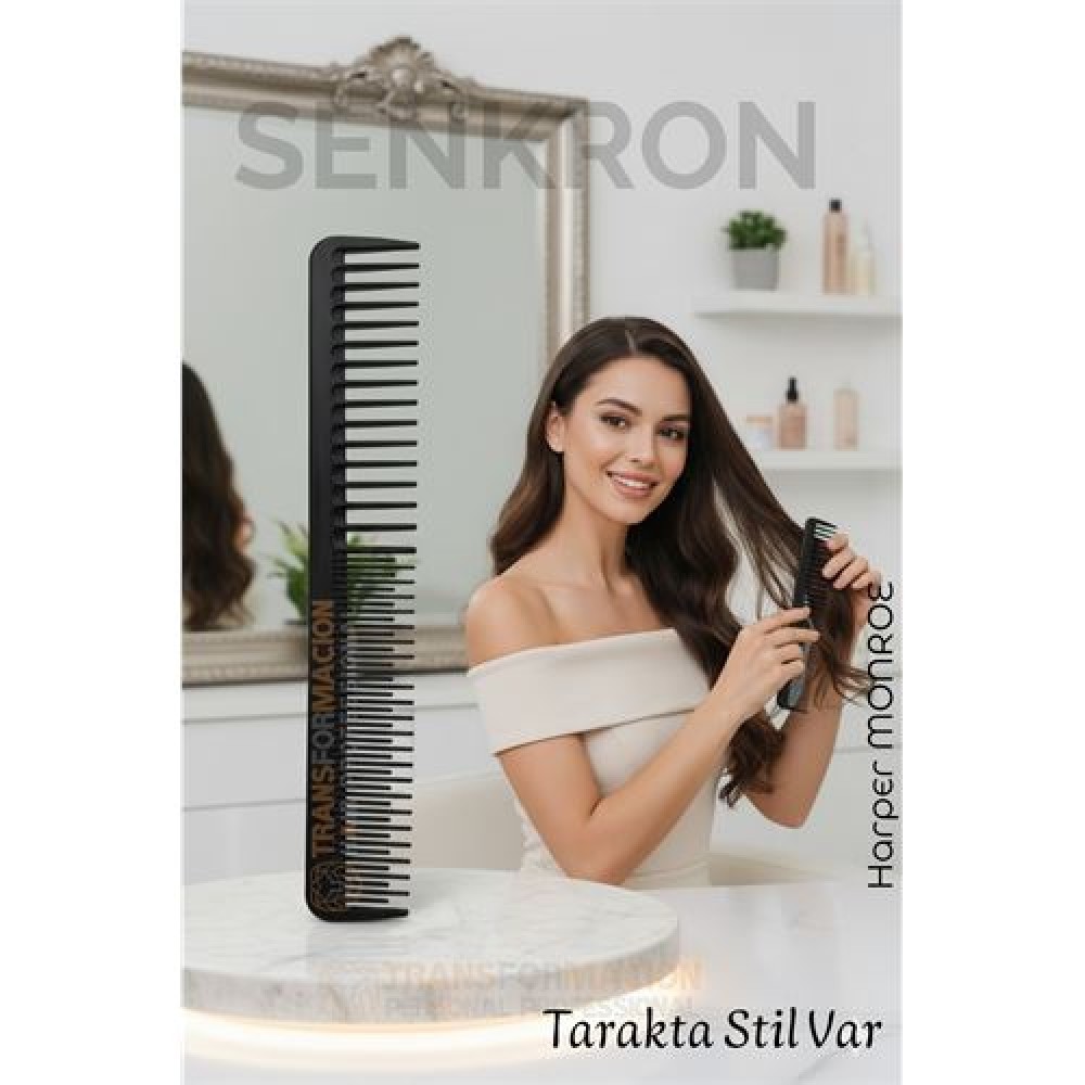 Karbon Plastik Saç Kesim Tarağı – 17.2 cm, Kuaför ve Kişisel Kullanıma Uygun