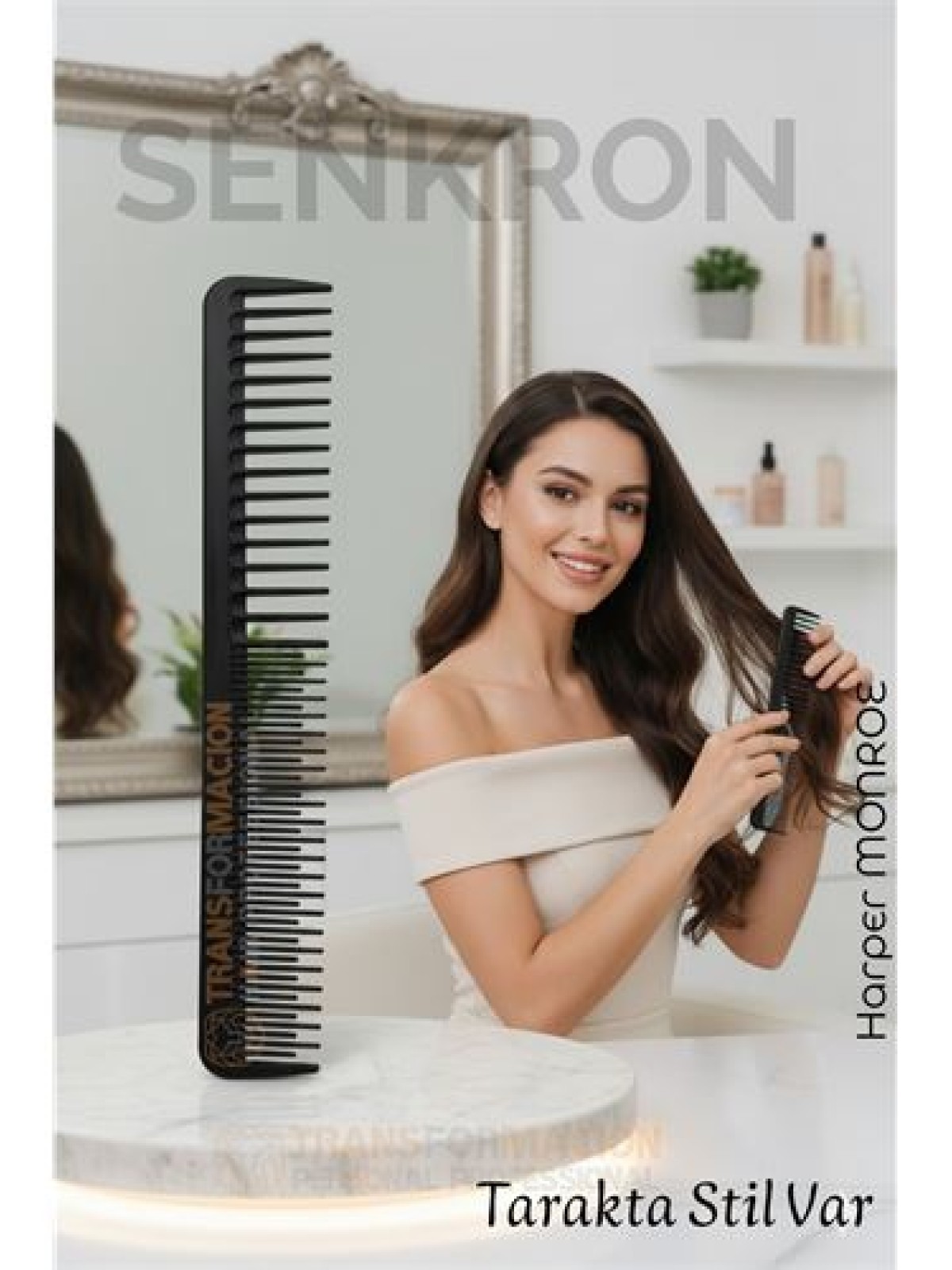 Karbon Plastik Saç Kesim Tarağı – 17.2 cm, Kuaför ve Kişisel Kullanıma Uygun