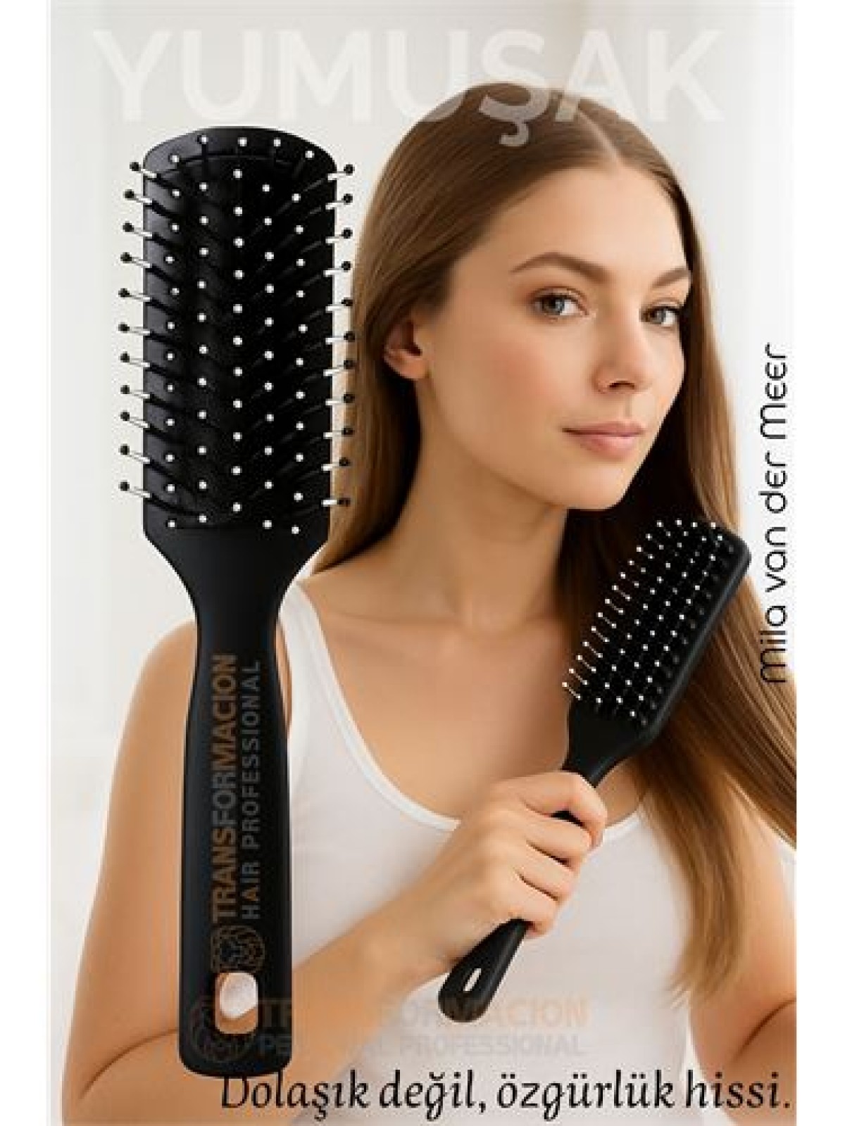 40 Ayak Nano Dolaşık Saç Açıcı Tarak, Karbon Plastik Gövde, Havalandırmalı Tasarım