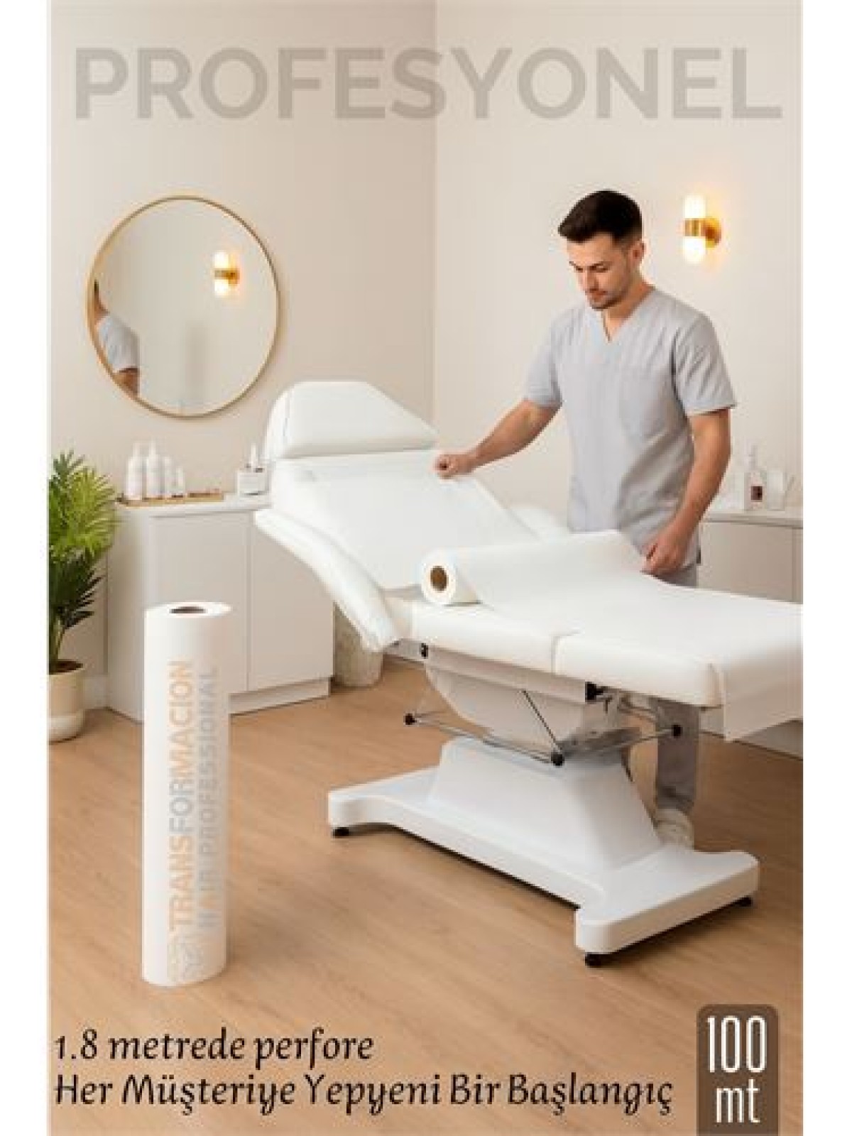 Tek Kullanımlık 60 cm x 100 m 1.80 mt Perforeli Sedye Örtüsü – Muayene ve Güzellik Salonları İçin