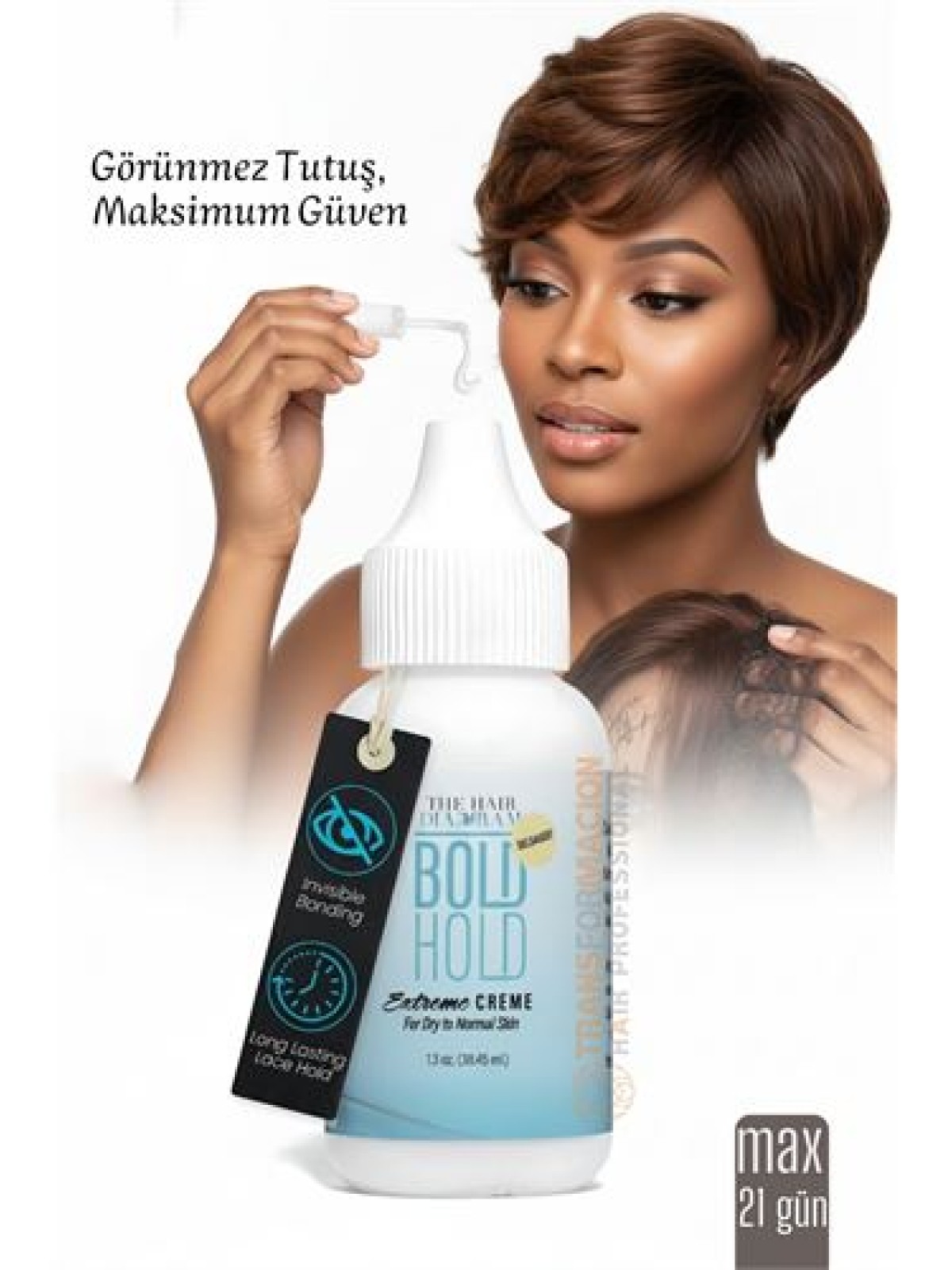 Protez Saç Yapıştırıcı - Peruk ve Keratin Kaynak Saç İçin Görünmez ve Uzun Süreli Yapıştırıcı  Bold Hold