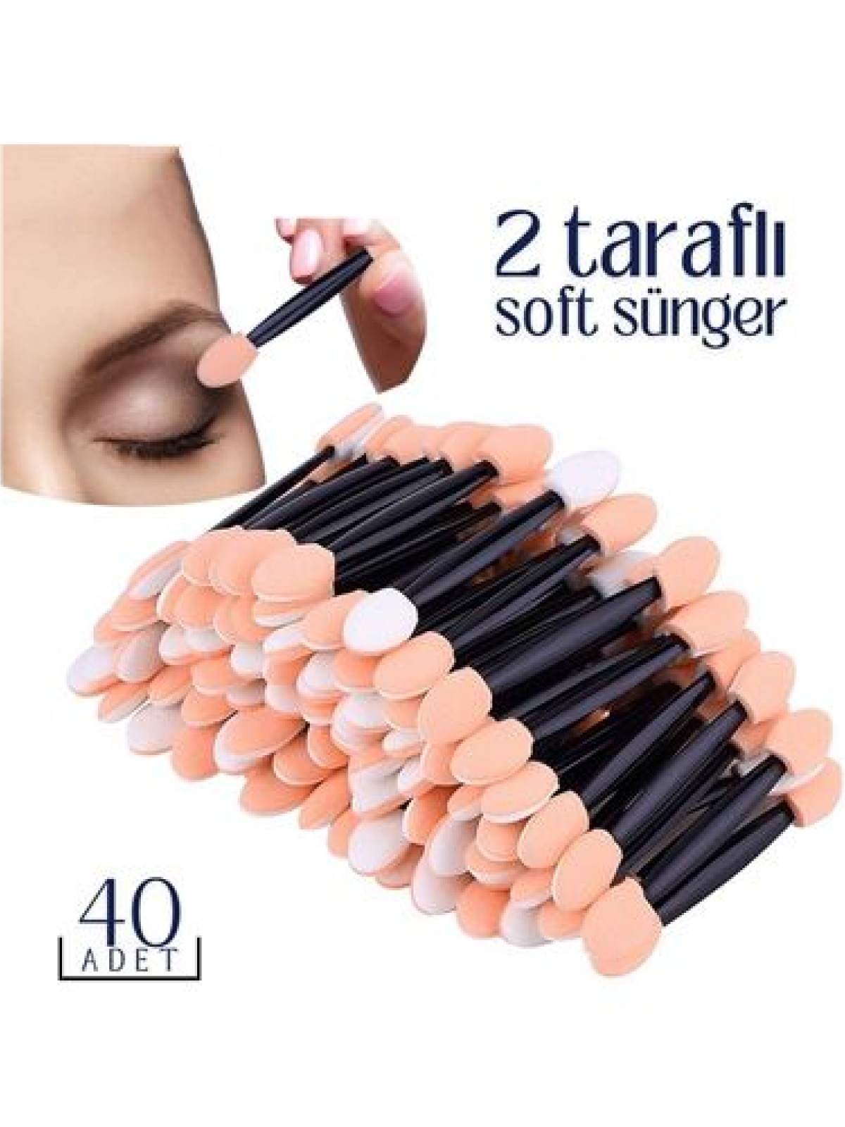 Göz Farı Süngeri 40’lı Paket – Çift Uçlu, Profesyonel Makyaj Aplikatörü