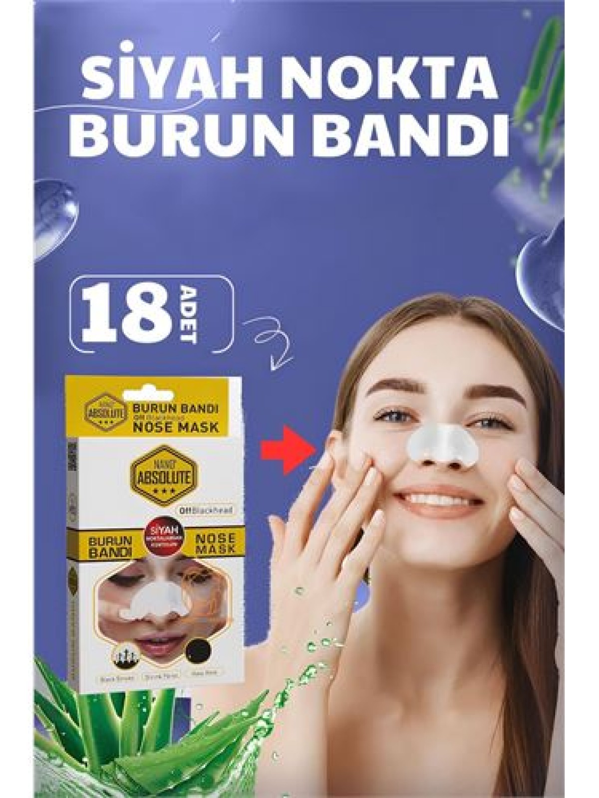 Siyah Nokta Temizleyici Burun Bandı – Derinlemesine Gözenek Arındırıcı  18 li PAKET