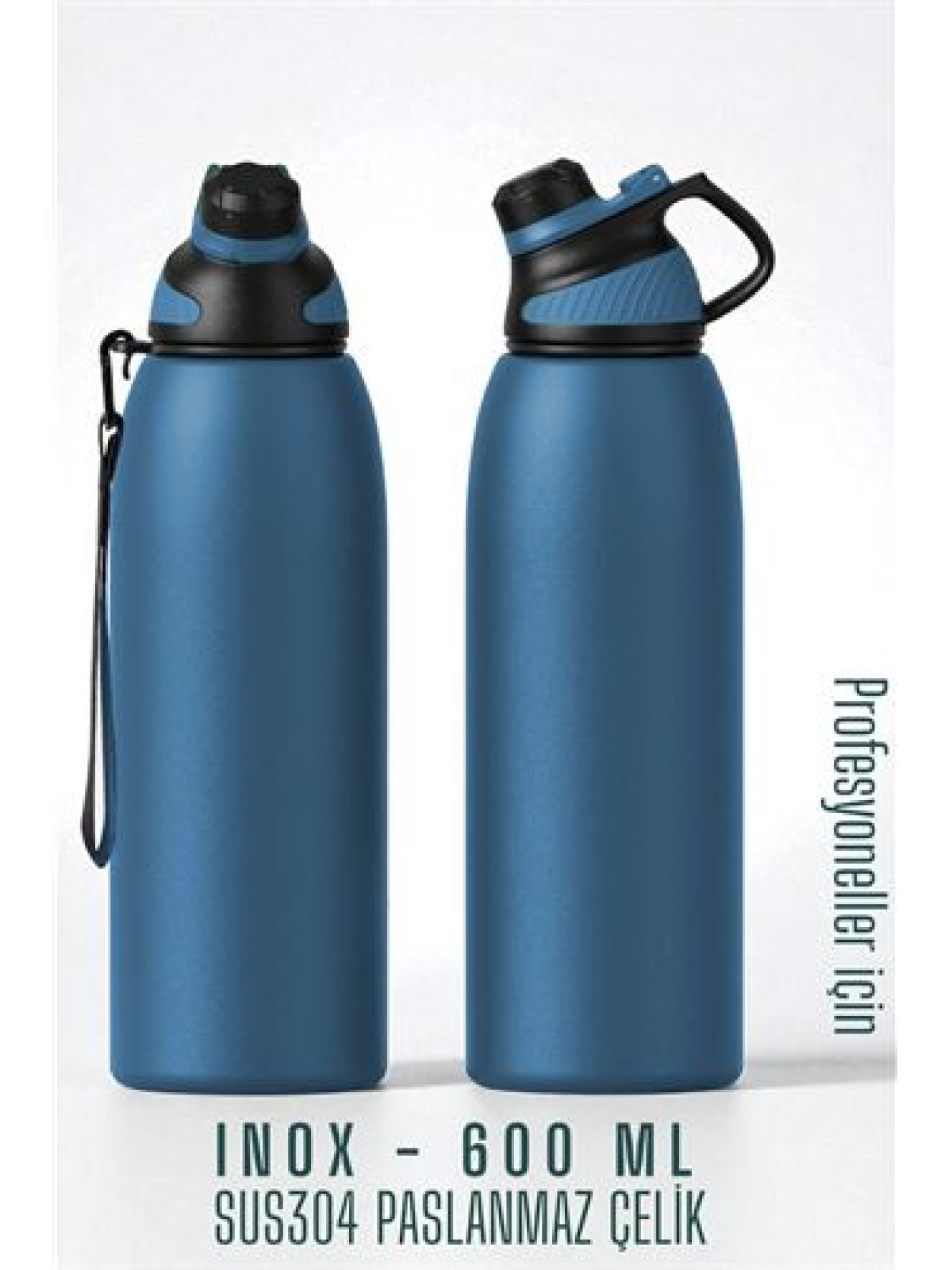 Inox Çelik Termos - 600 ml  SUS304 Çelik Termos Profesyonel MAVİ