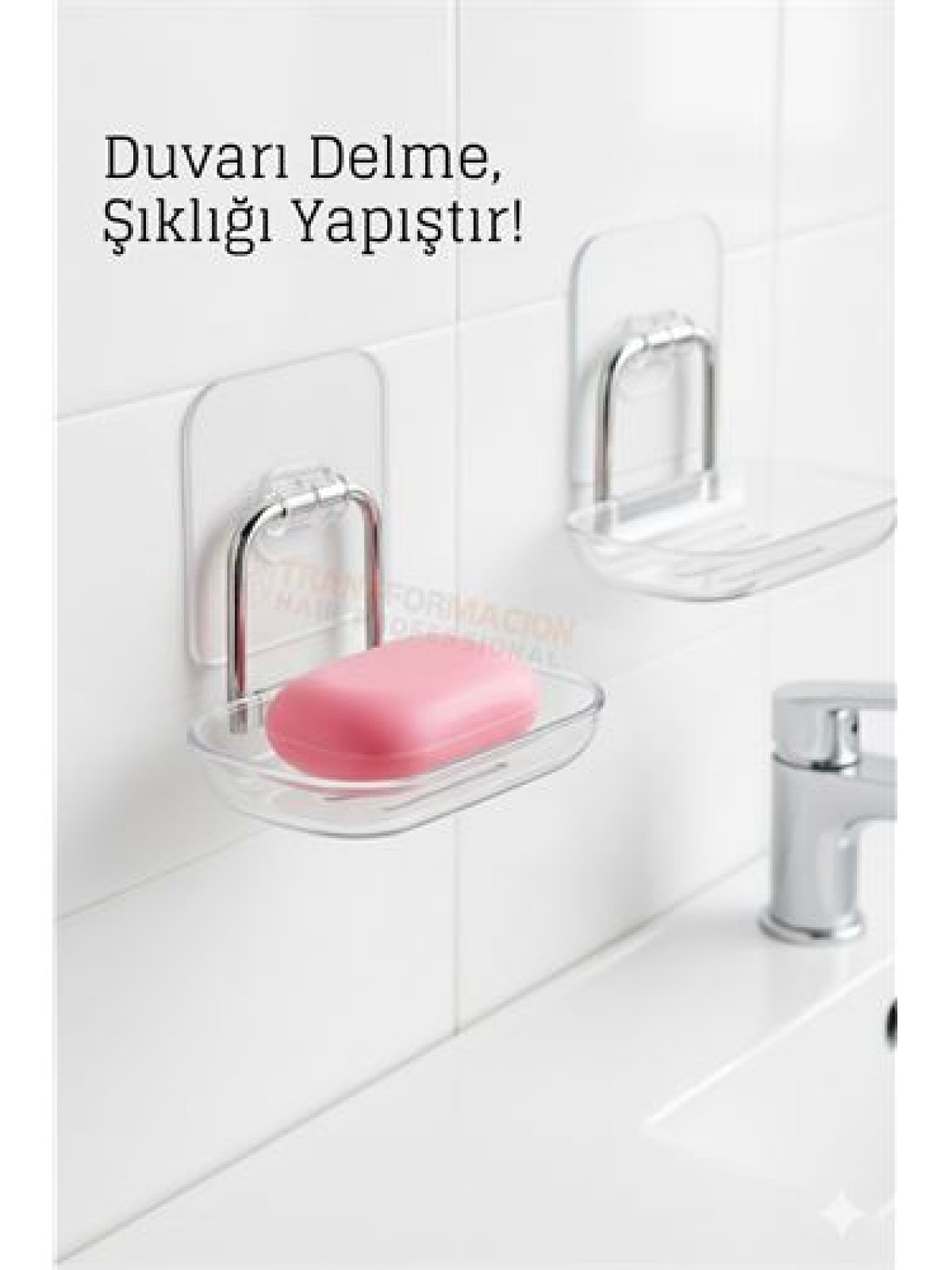 Yapışkanlı Sabunluk – Su Giderli, Katı Sabun Kutusu, 13 x 9 cm