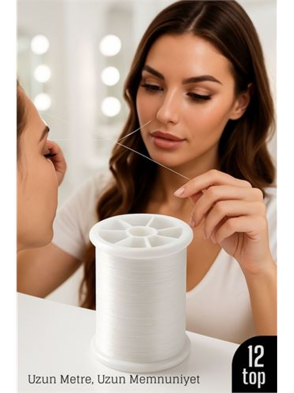 Profesyonel Kuaför Kaş Bıyık Alma İpi – Ekstra Sağlam 12 ADET X 500 metre Beyaz