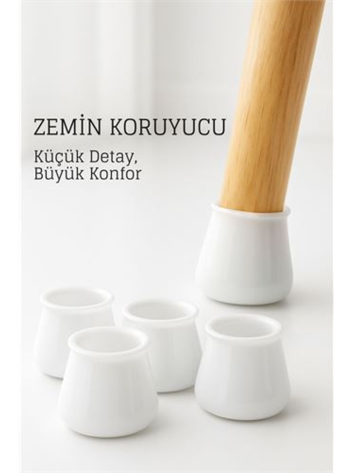 Silikonlu Sandalye Ayak Koruyucu – Sessiz ve Çiziksiz Kullanım, 4’lü Set BEYAZ
