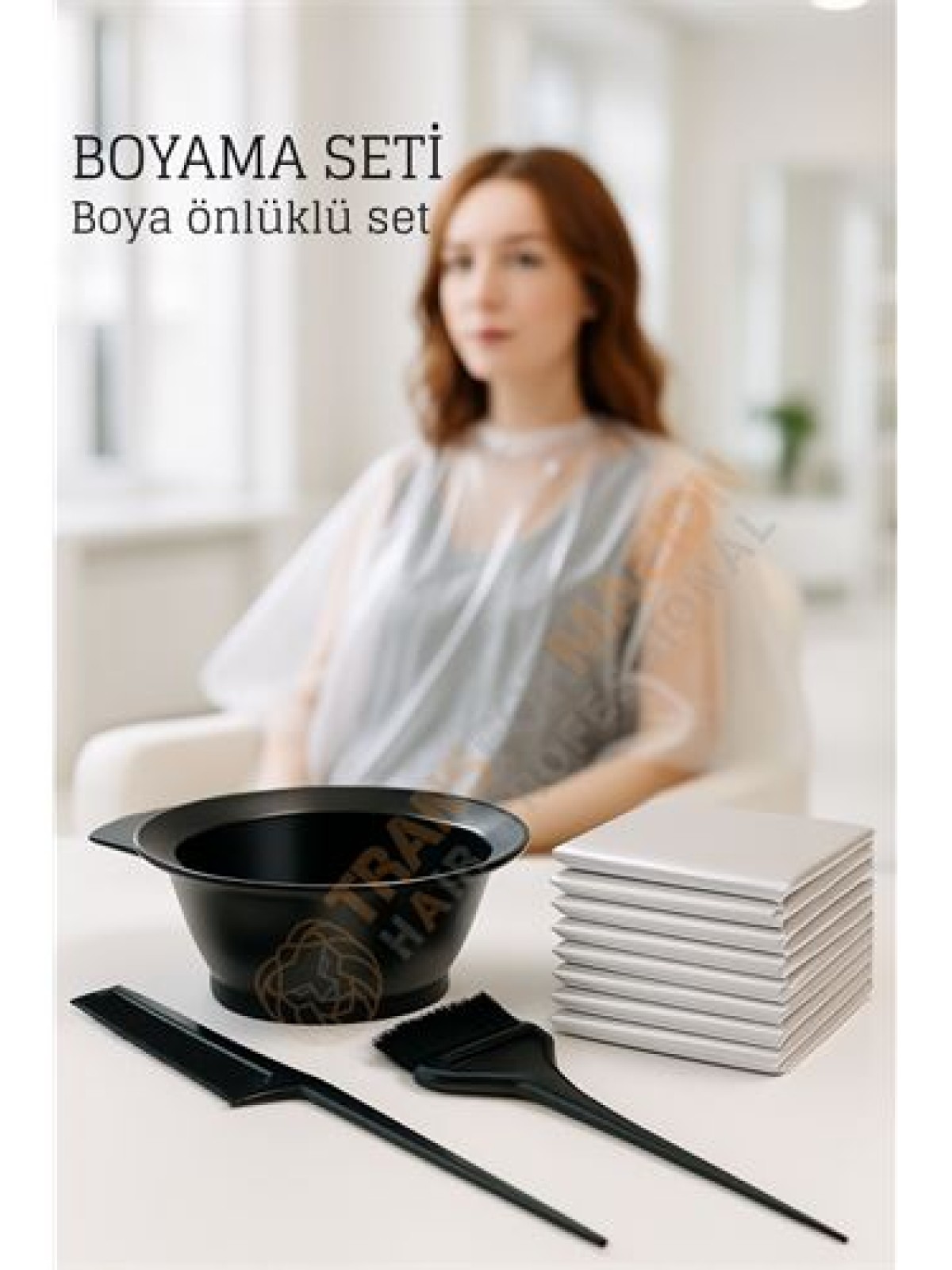 Saç Boyama Seti 3’lü ve Saç Boya Önlüğü Tarak, Seti Fırça, Boya Kabı ile Profesyonel Uygulama Kolaylığı