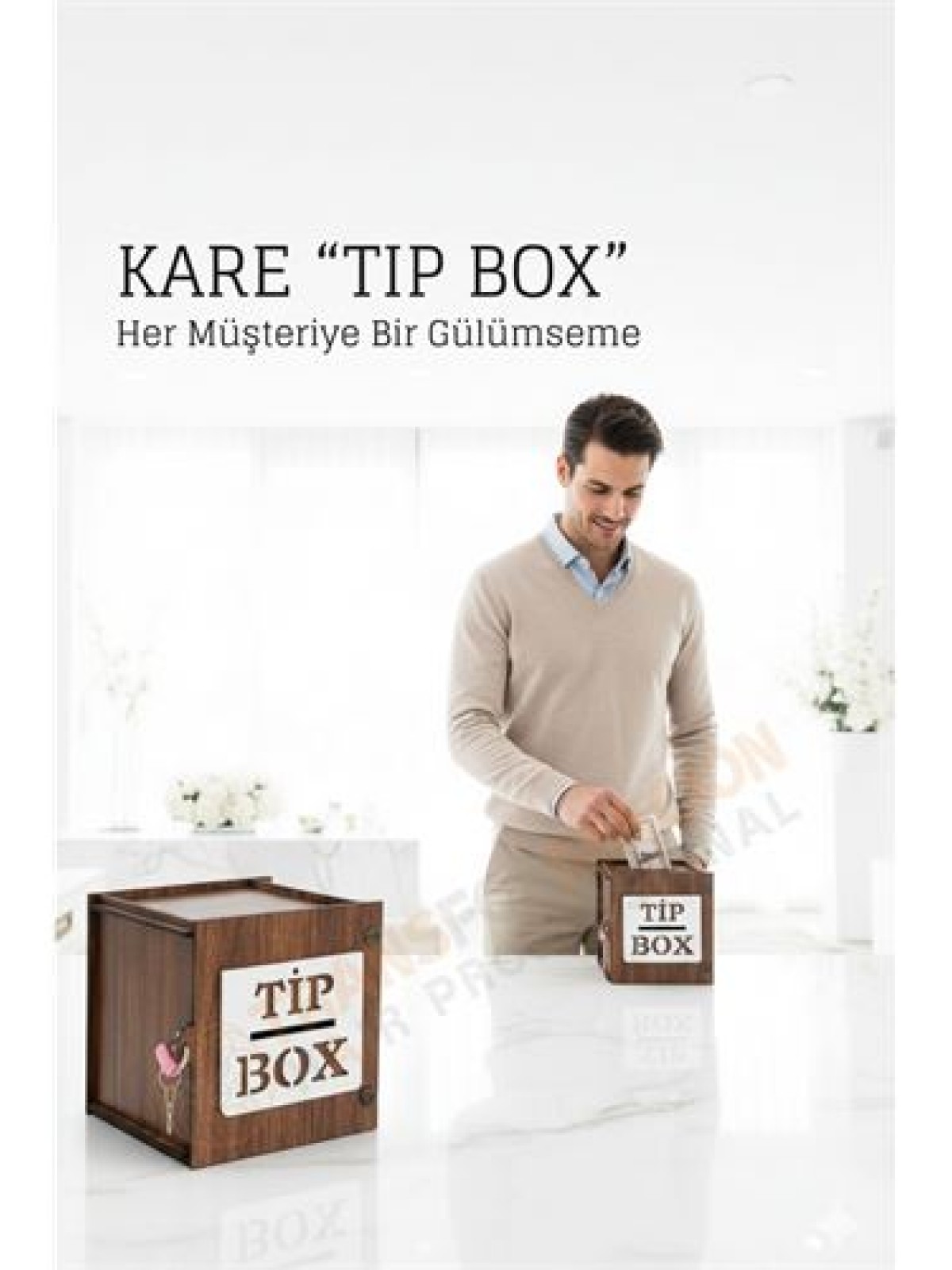 Lazer Kesim Ahşap Tip Box – Bahşiş Kutusu | 13x13x12 cm Dekoratif Kutu