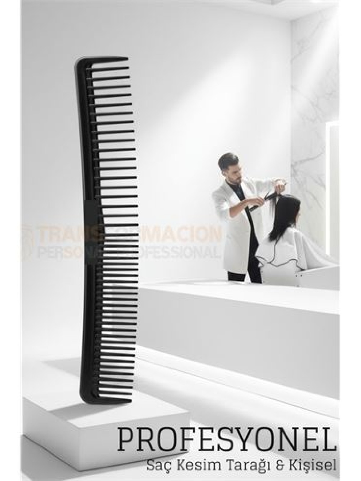 Kuaför Saç Kesim Tarağı - Profesyonel Eğimli Tasarım Berber Kesim Tarağı