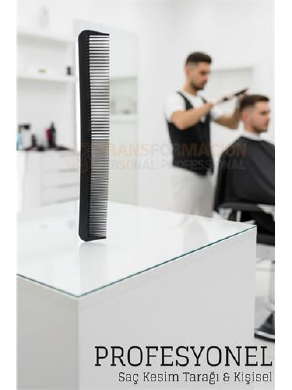 Kuaför Saç Kesim Tarağı - Profesyonel Eğimli Tasarım Berber Kesim Tarağı